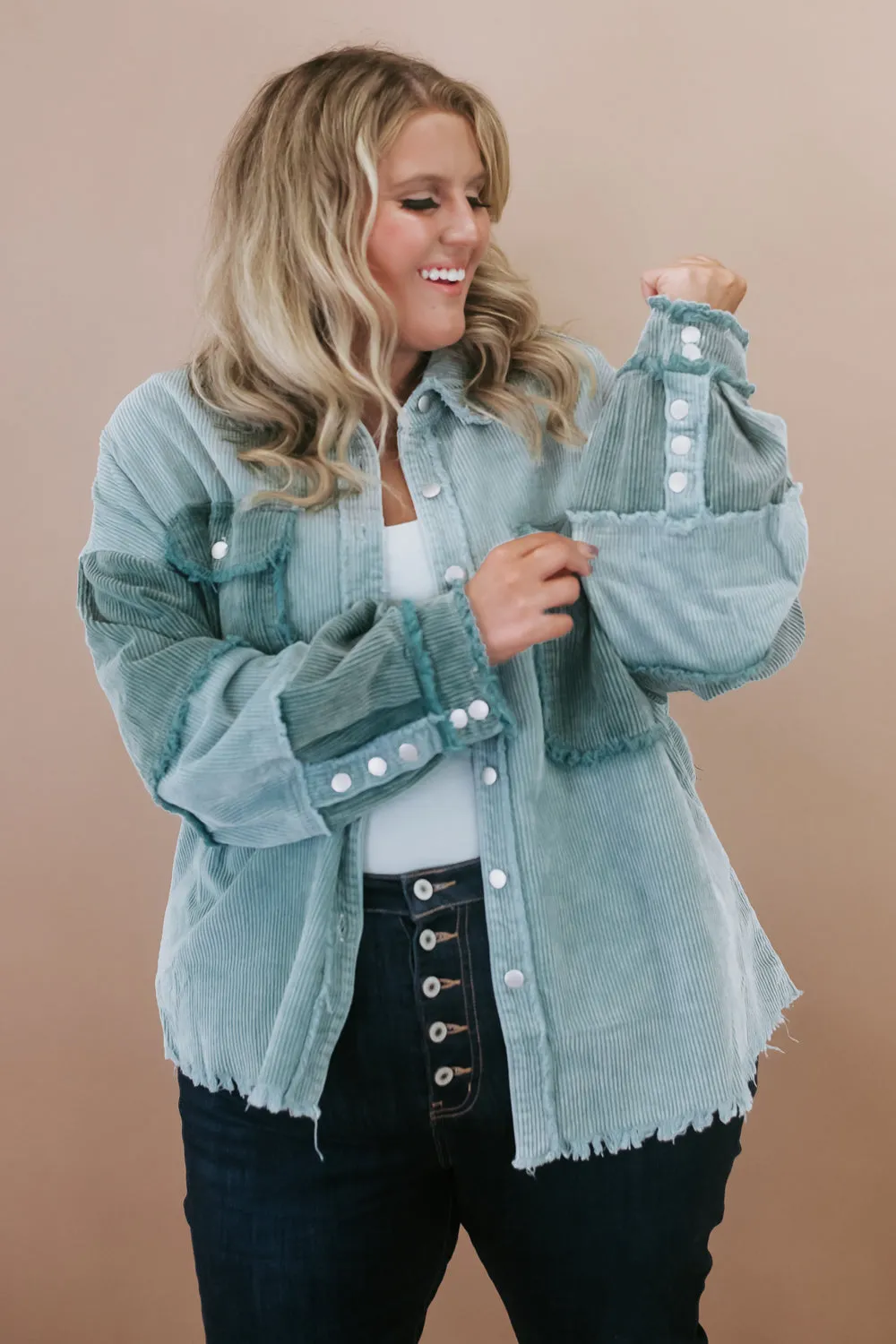 Easy Street Distressed Jacket , Blue/Teal