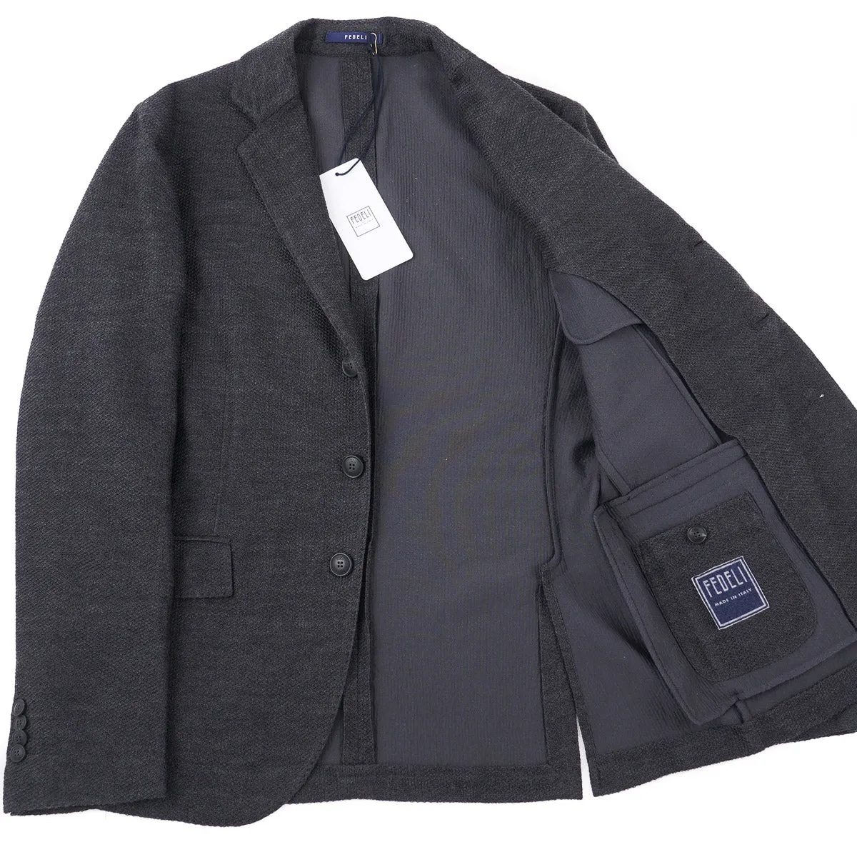 Fedeli Piquet Wool-Silk-Cashmere Blazer