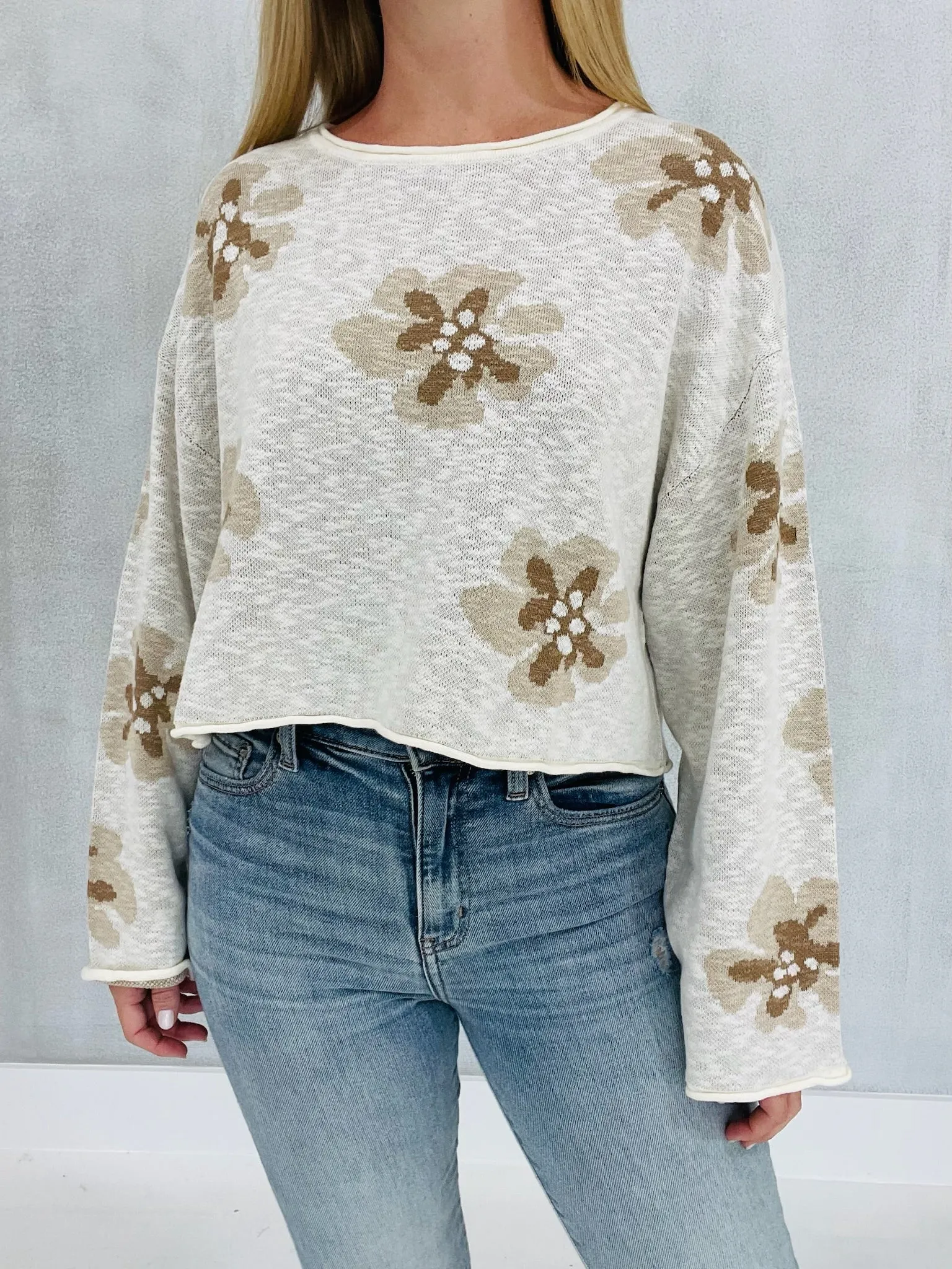 Floral Knit Sweater Top