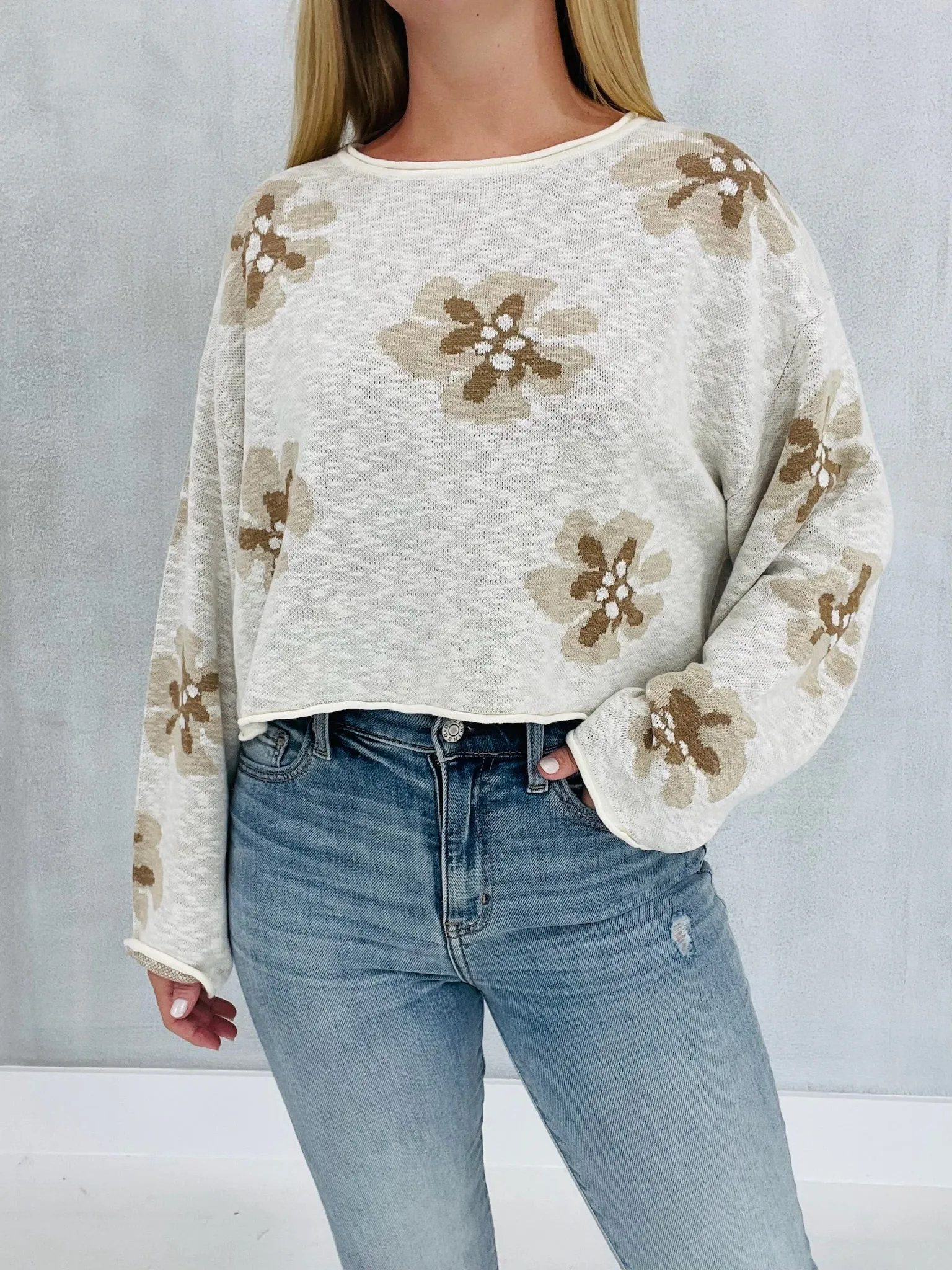 Floral Knit Sweater Top