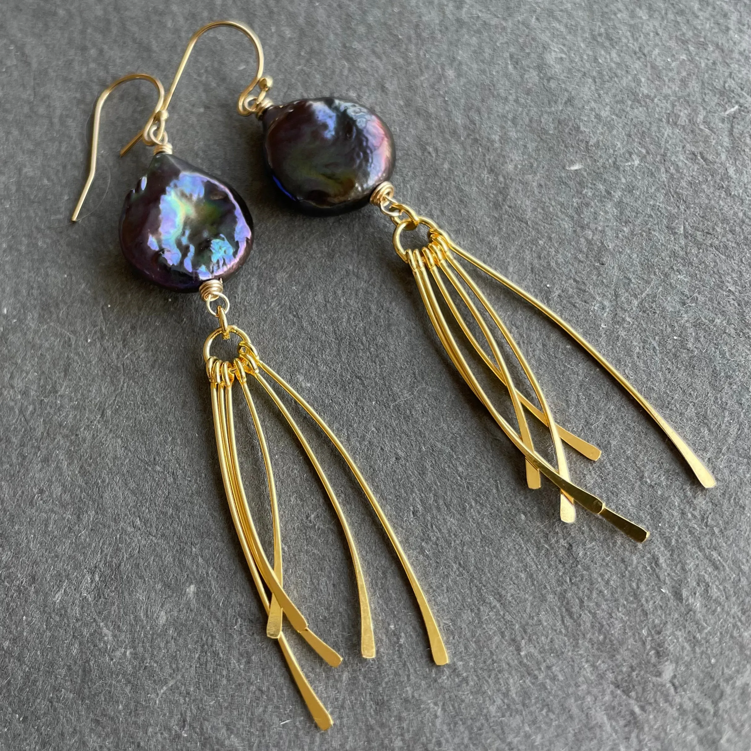 Freshwater Peacock Pearl Tassel Earrings