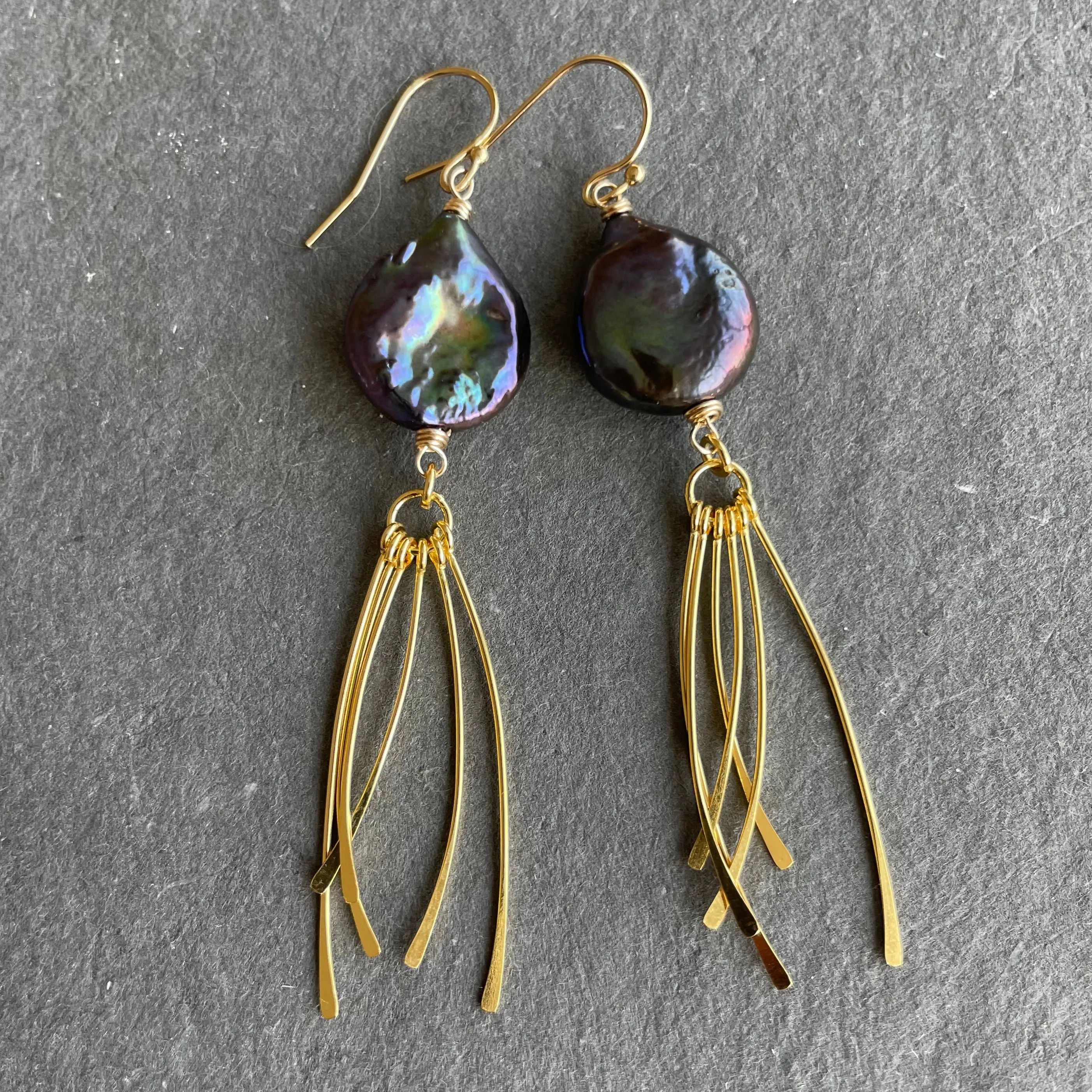 Freshwater Peacock Pearl Tassel Earrings