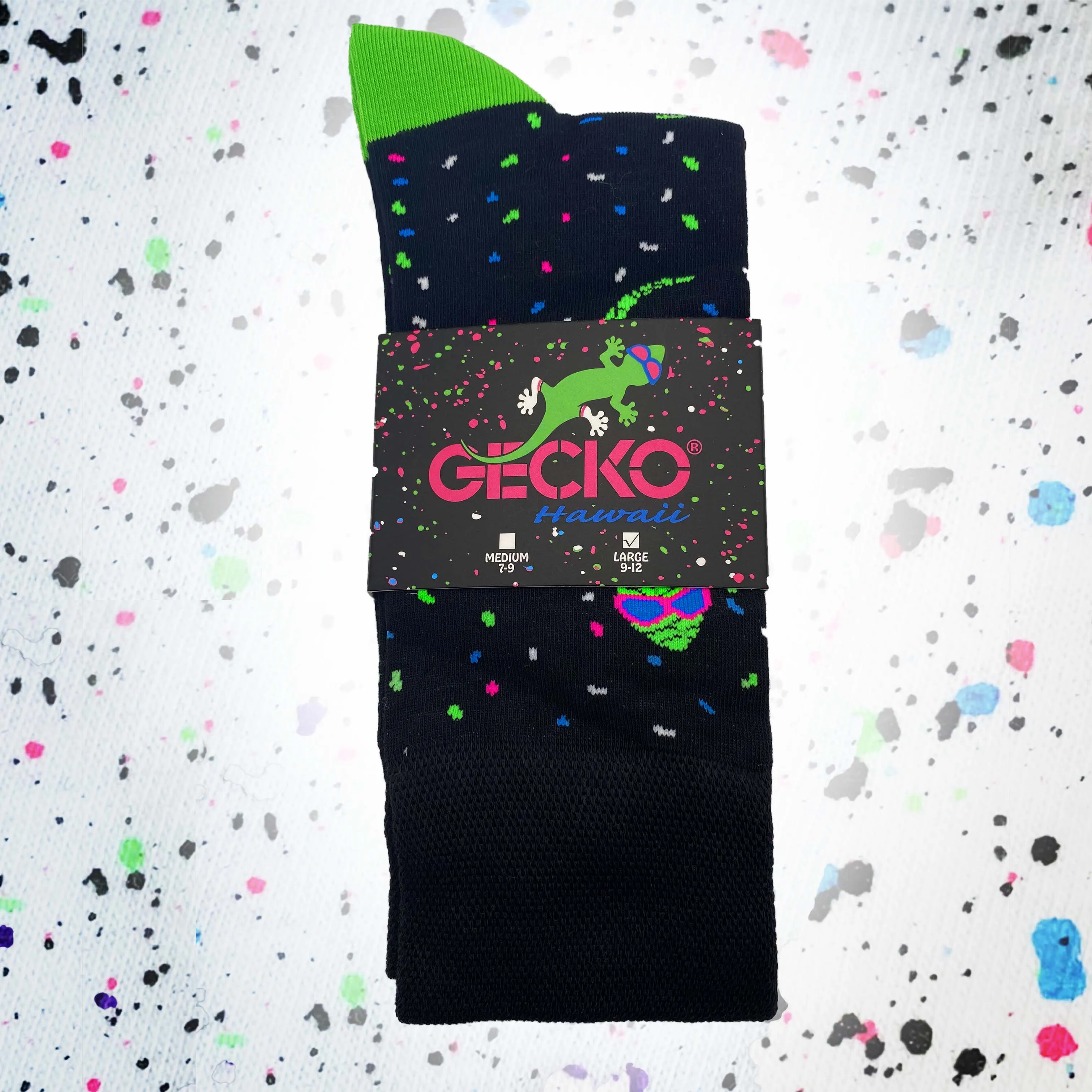 Gecko Splatter Party Socks