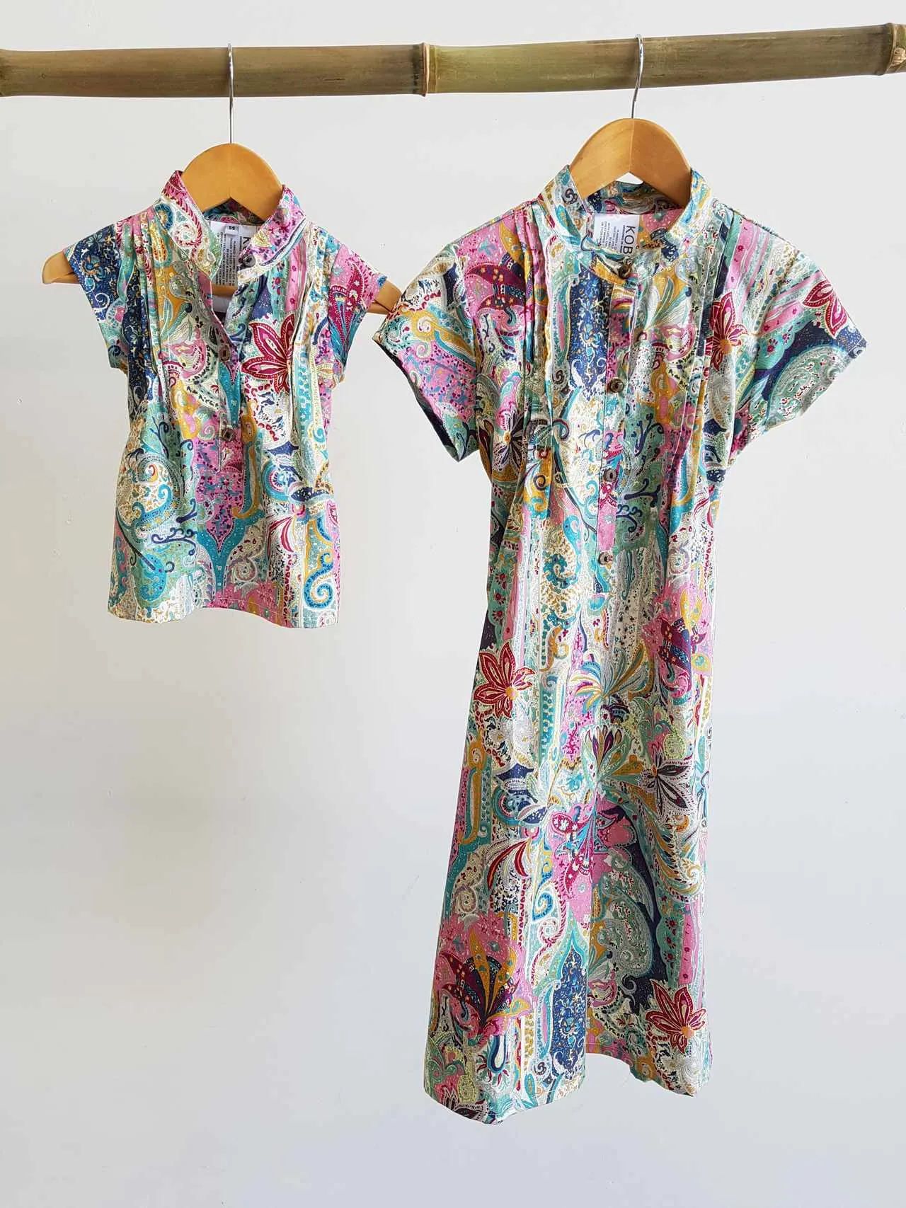 Girls Annie Cotton Shirt Dress - Rainbow Paisley