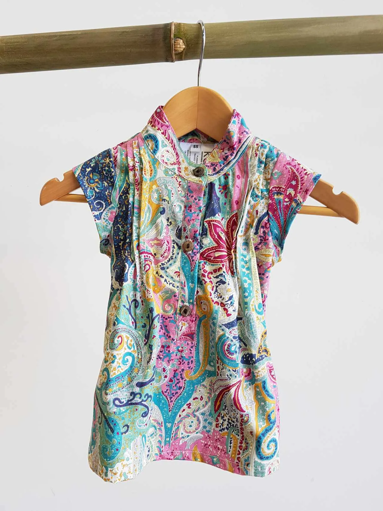 Girls Annie Cotton Shirt Dress - Rainbow Paisley