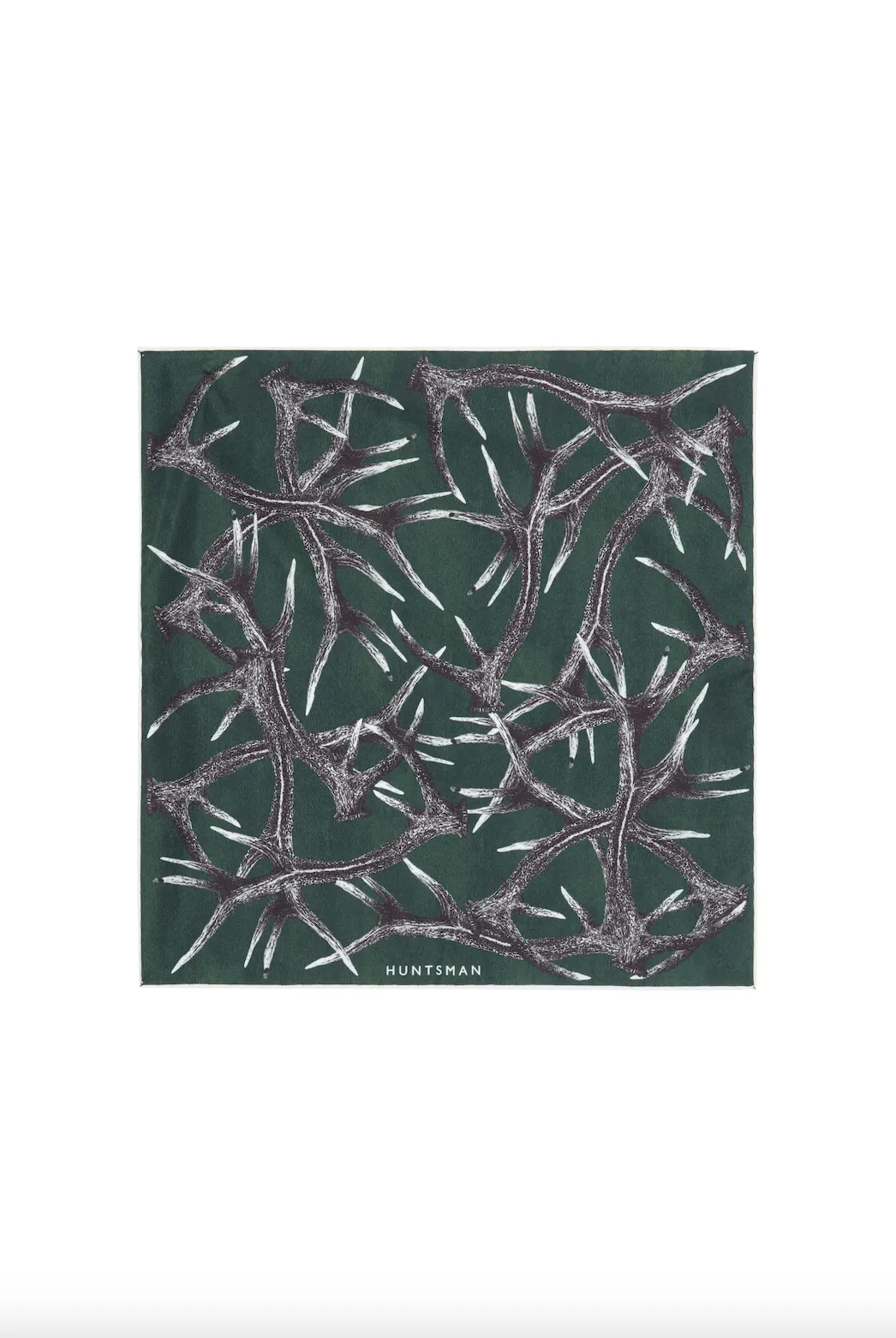 Green Silk Stag Pocket Square