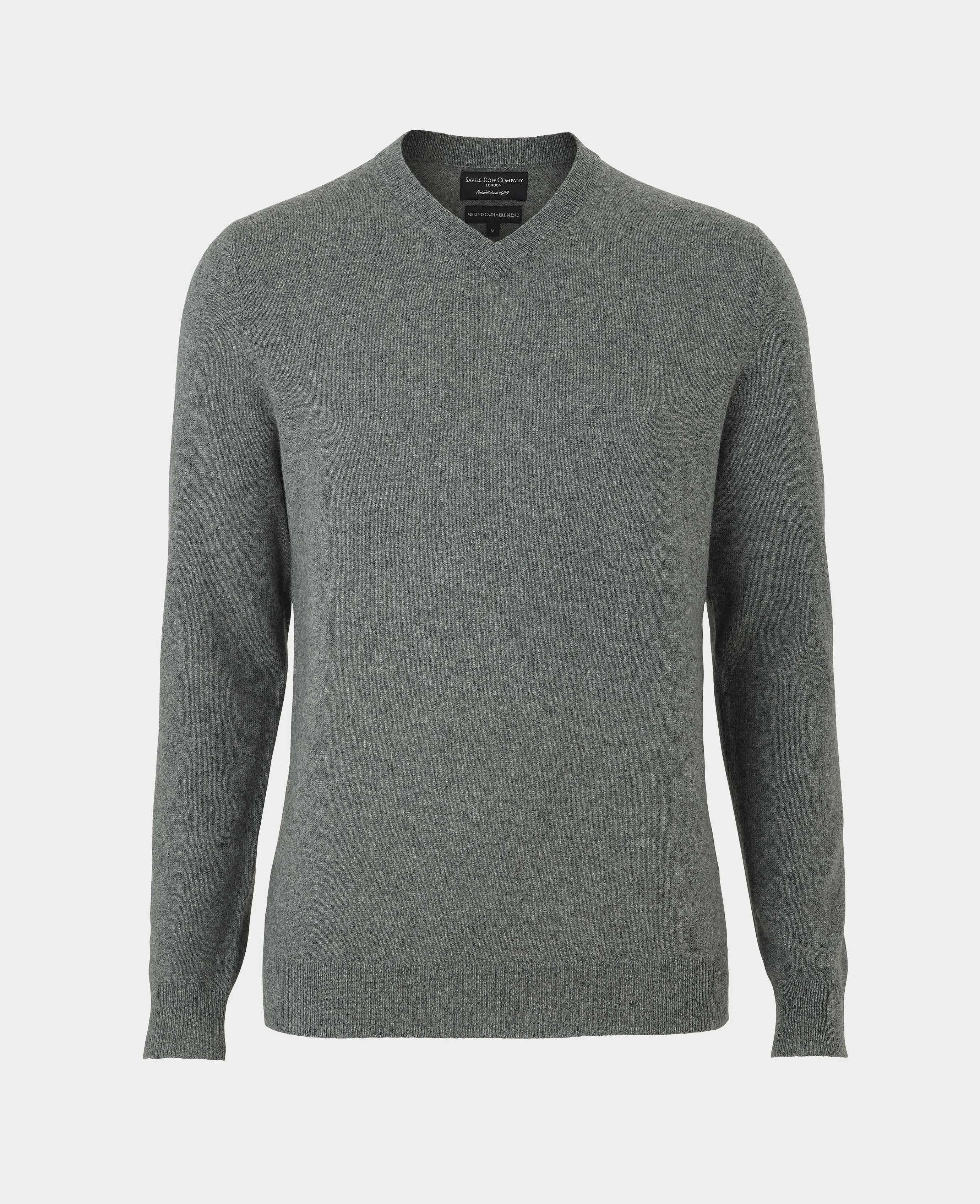 Grey Wool Cashmere V-Neck Jumper