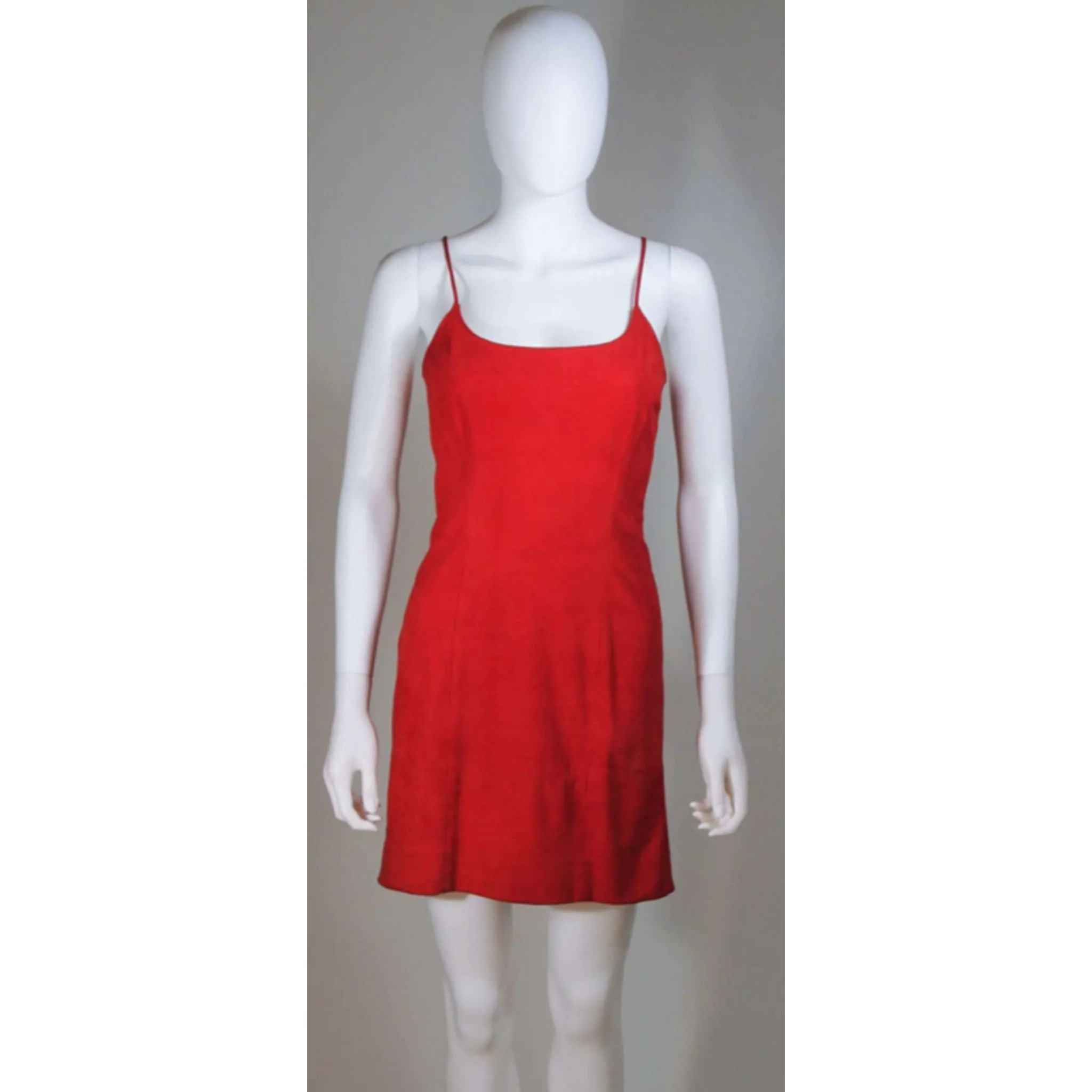 GUCCI Red Suede Spaghetti Strap Dress Size 4-6