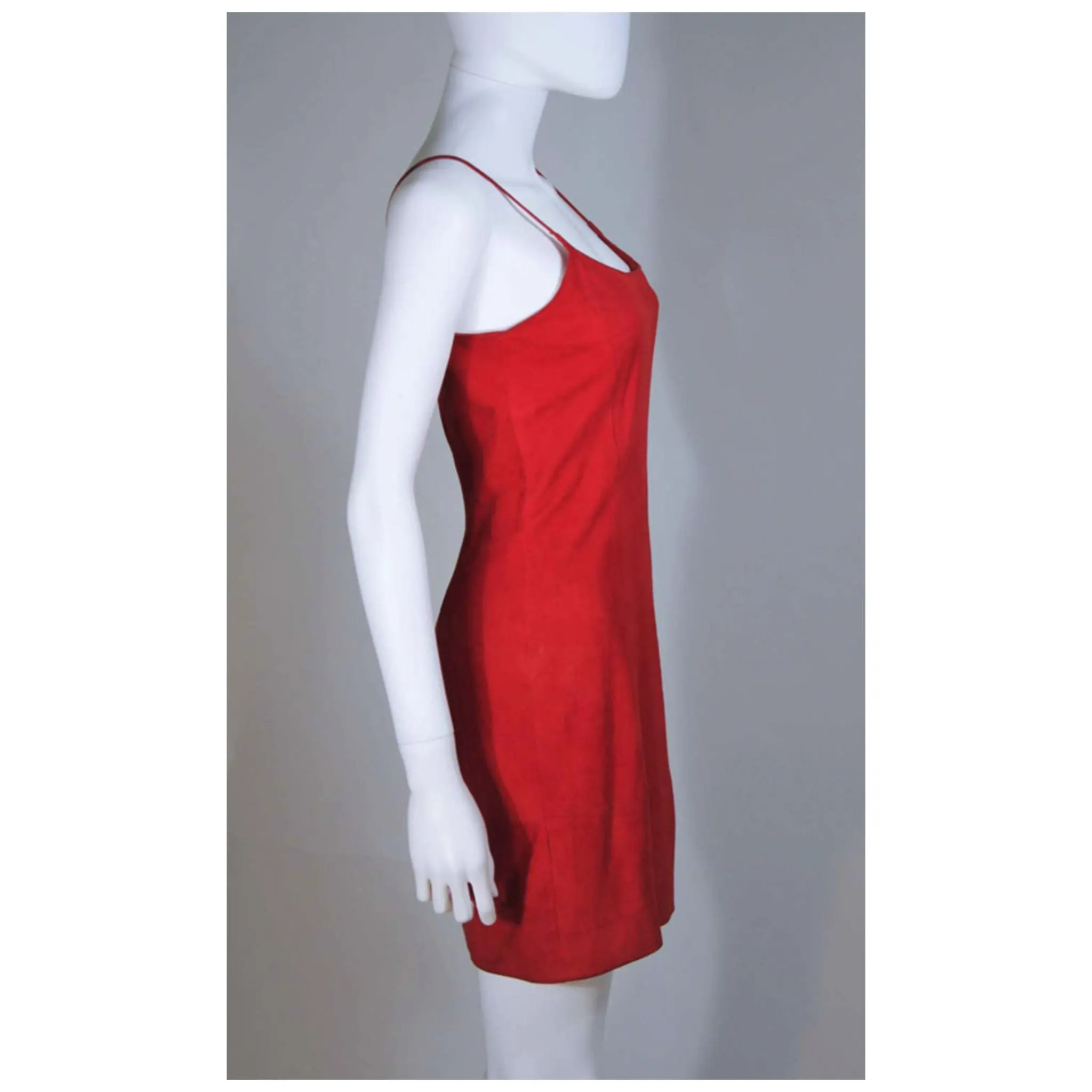 GUCCI Red Suede Spaghetti Strap Dress Size 4-6