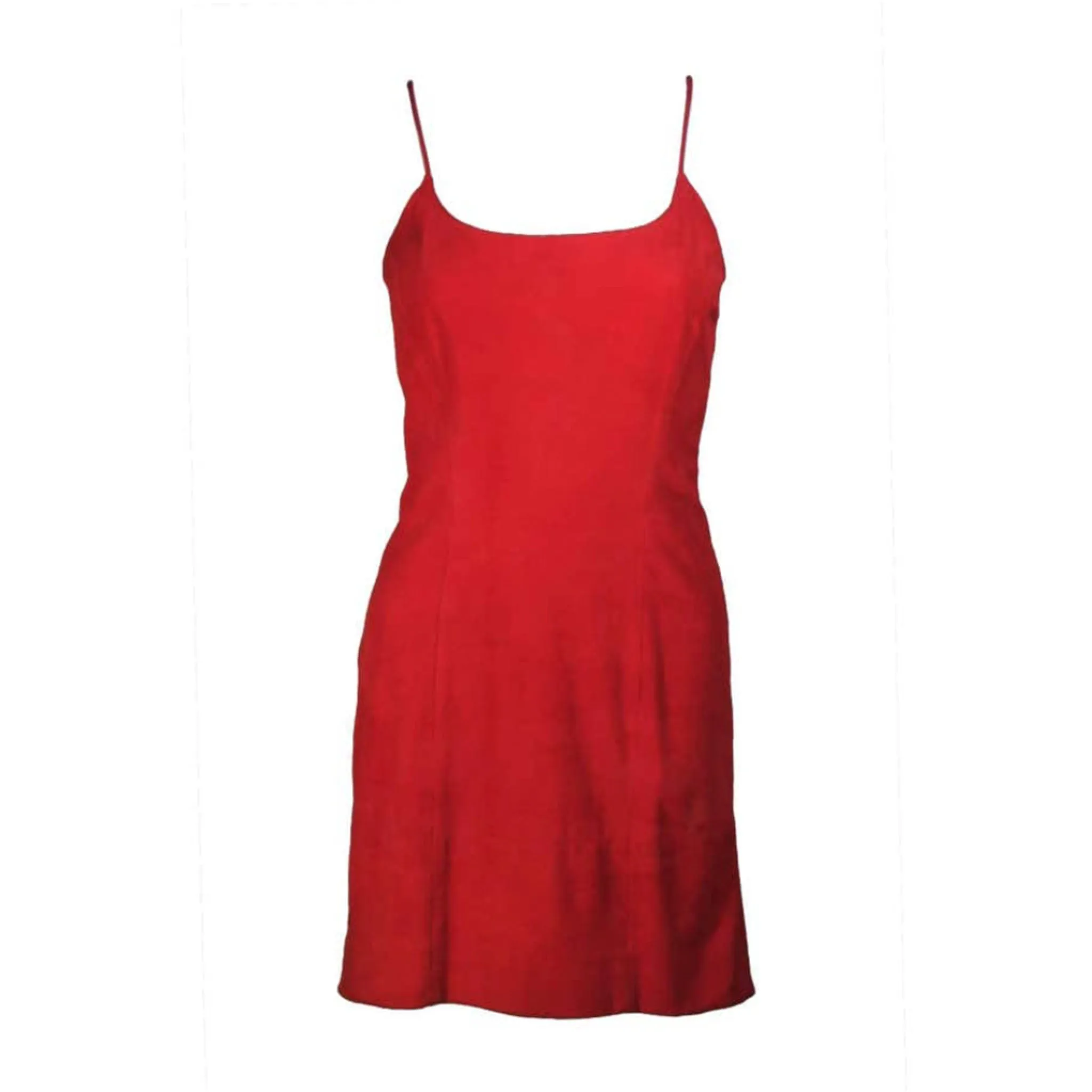 GUCCI Red Suede Spaghetti Strap Dress Size 4-6