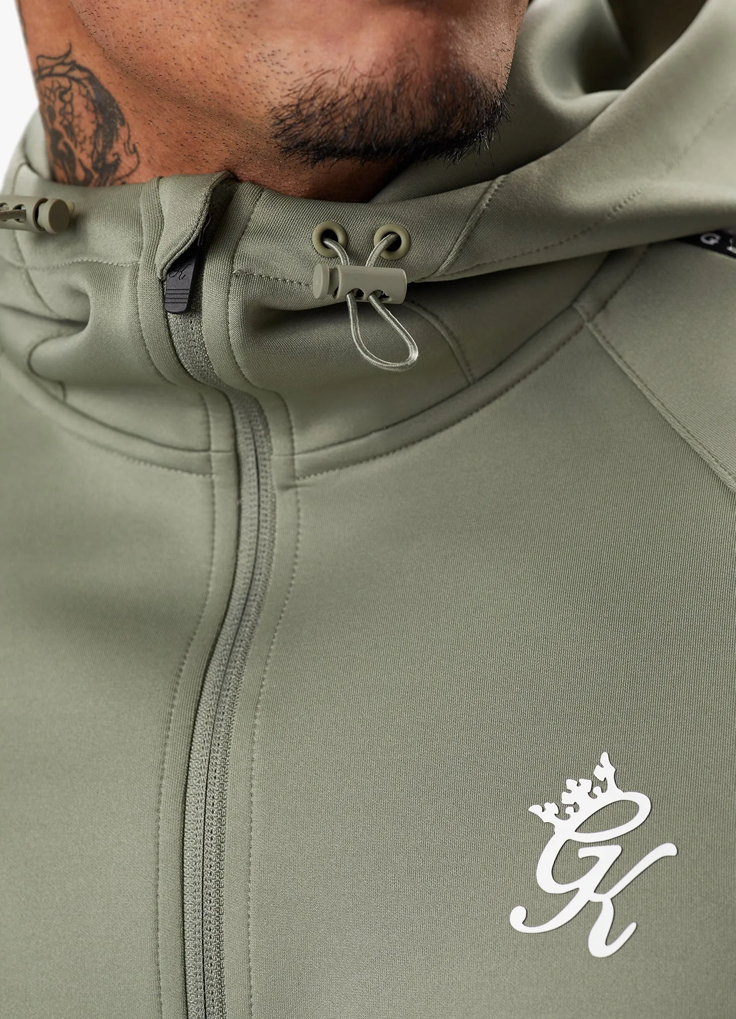 Gym King Taped Core Plus FZ Hood - Soft Khaki