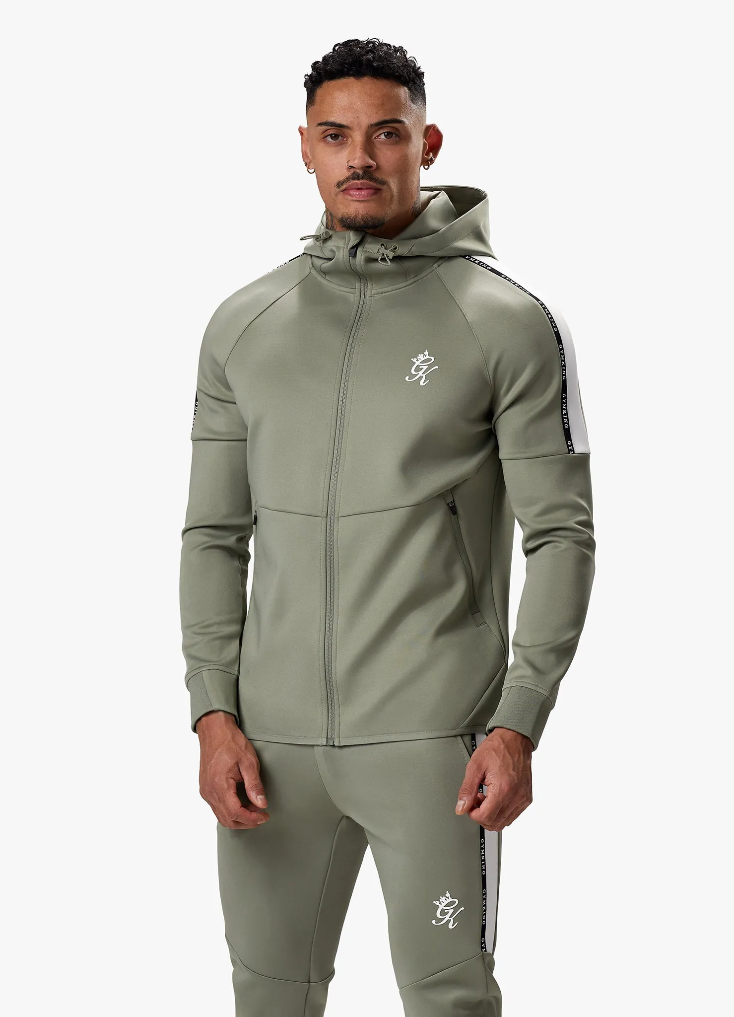 Gym King Taped Core Plus FZ Hood - Soft Khaki