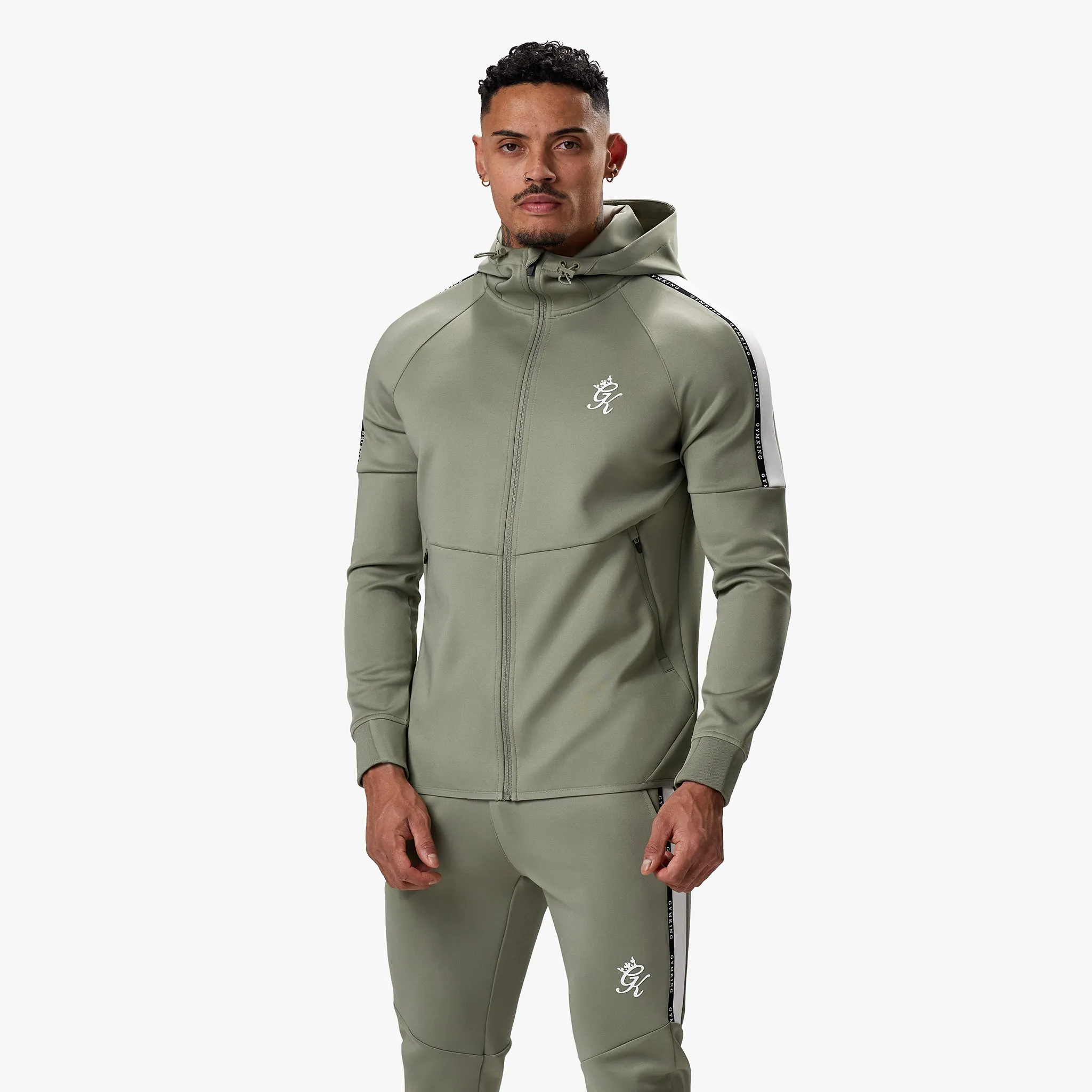 Gym King Taped Core Plus FZ Hood - Soft Khaki