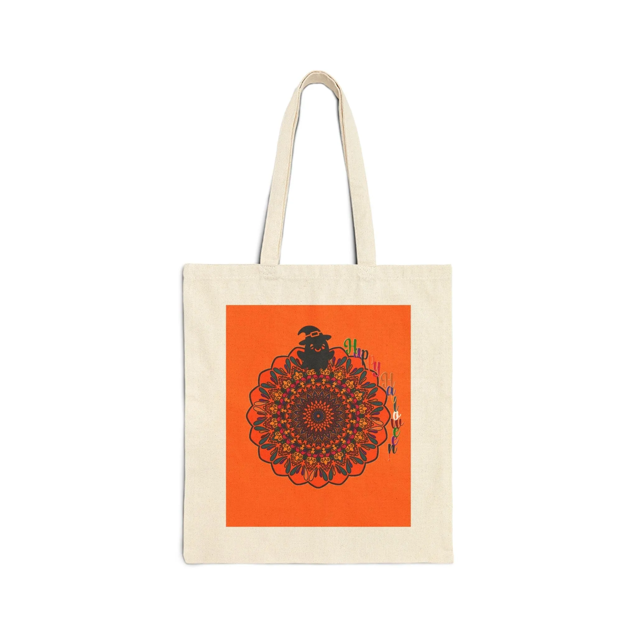 Handmade Mandala Halloween Tote Bag - Spooky & Fun