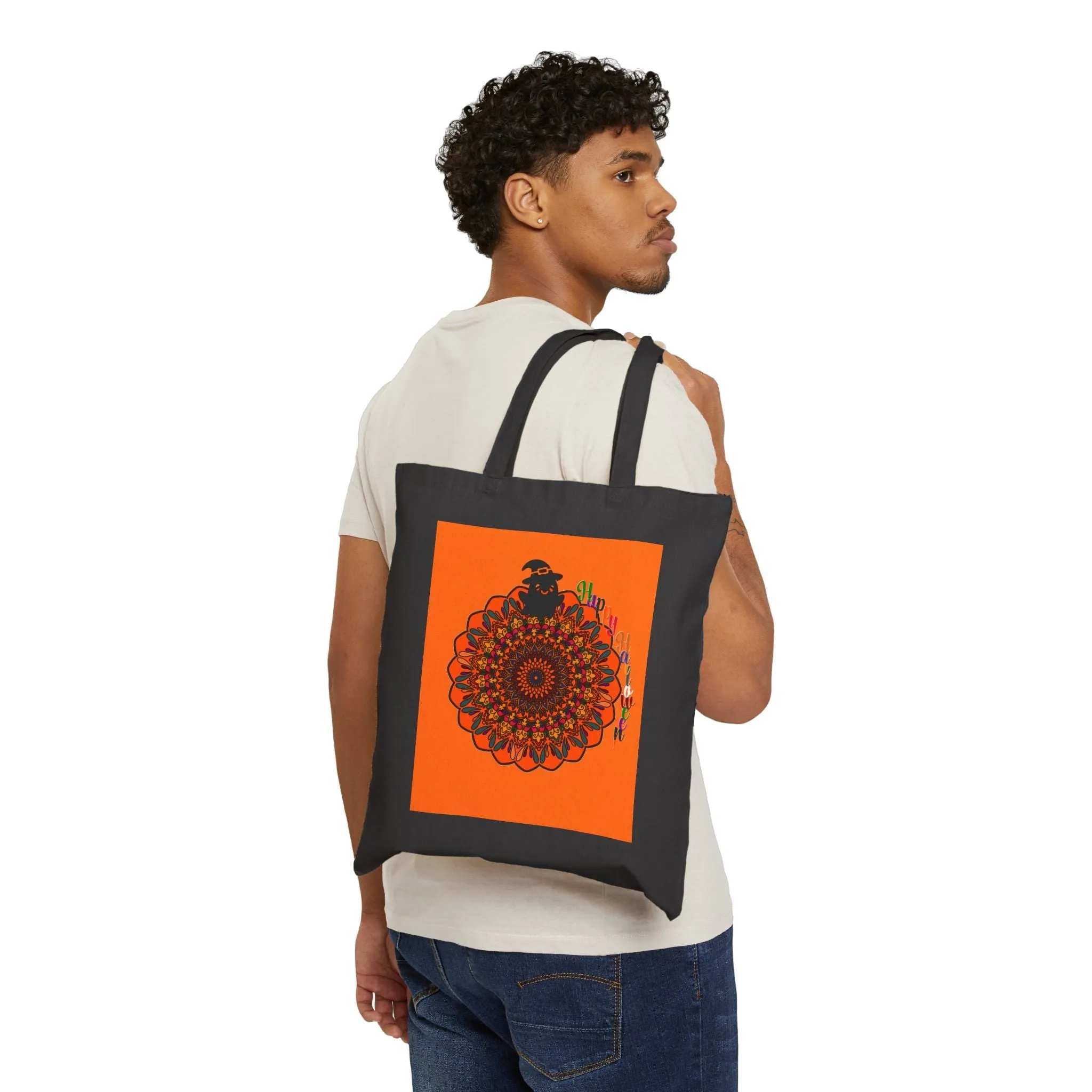 Handmade Mandala Halloween Tote Bag - Spooky & Fun