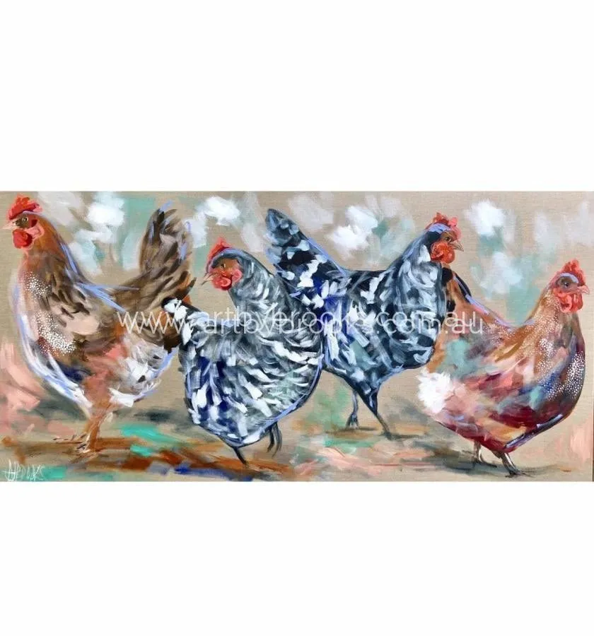 Happy hens - art print