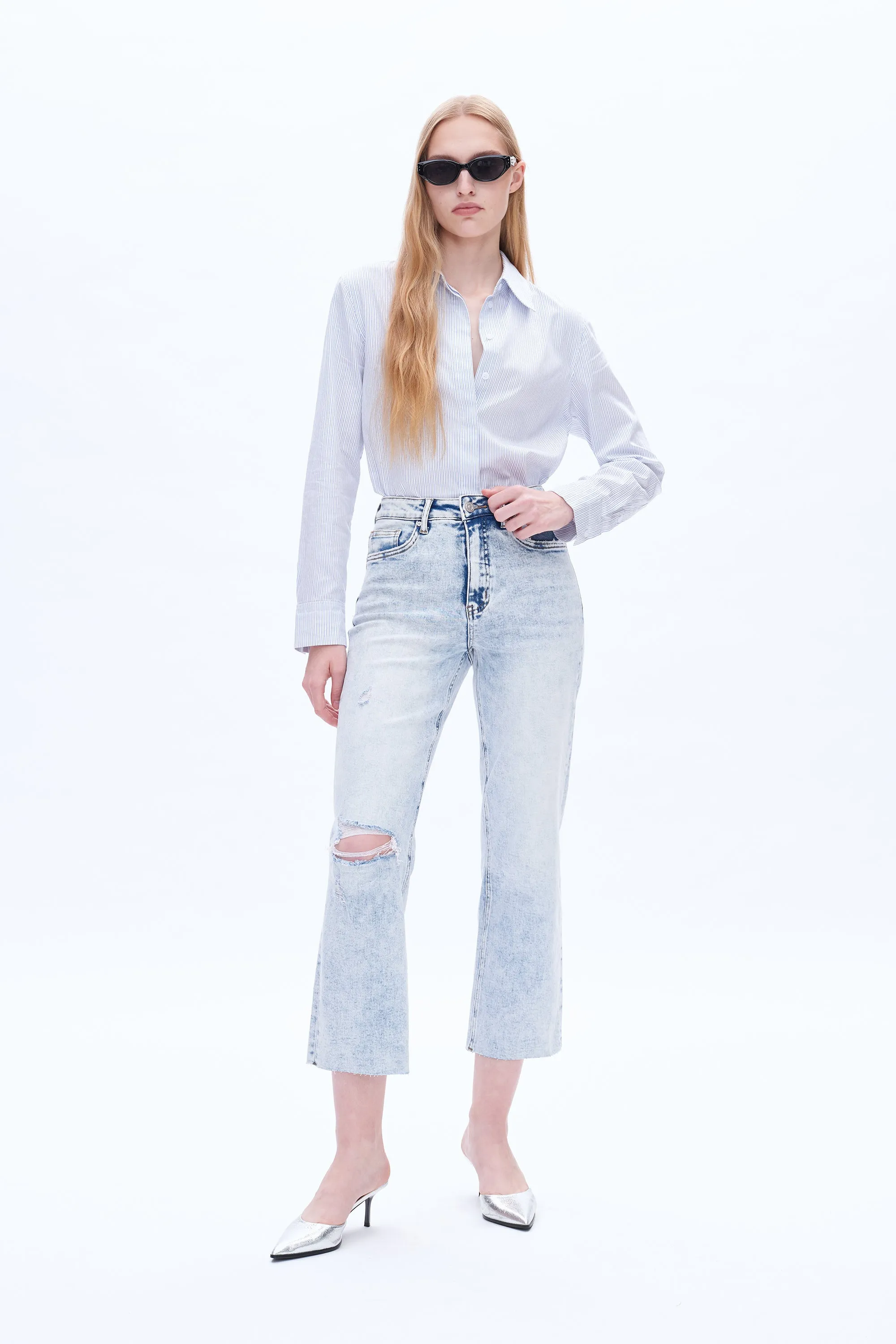 HIGH RISE STRAIGHT RAW HEM JEANS BYT5173 (BYHE089) SNOWFLAKE