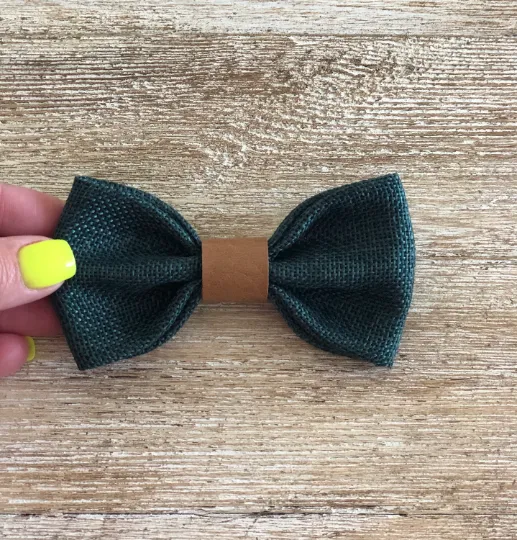 Hunter Green Bow Tie with Vintage Tan Suspender Set