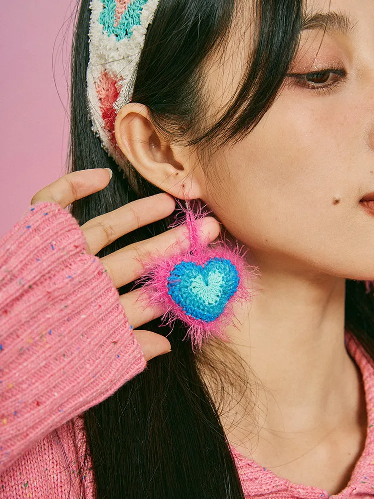 LB Hand Crochet  Gradient Earrings Love Ear Clip LOJL84