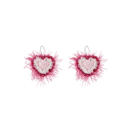 LB Hand Crochet Love Earrings Sweet Ear Clip LOJL93