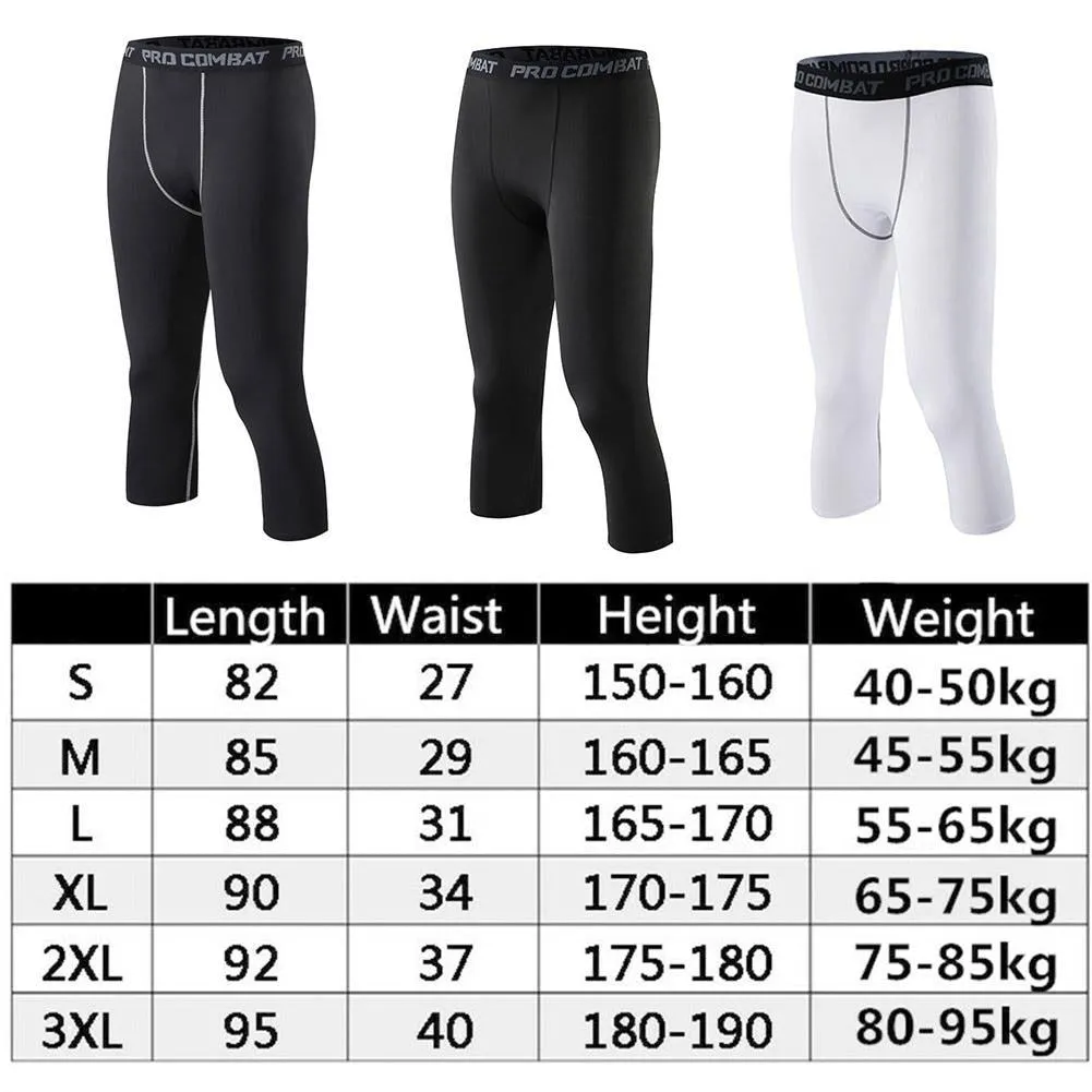 Men's 3/4 Cropped Joggers Elastic Compressions Trousers