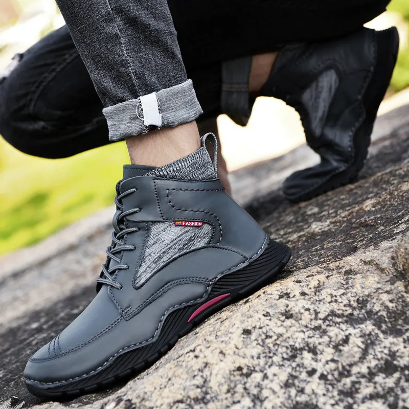 Mens Ankle Boots Hand Stitching Shoes-9659