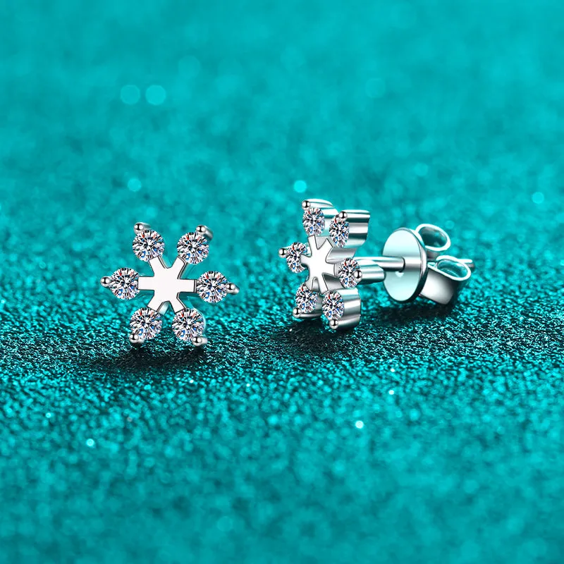 Moissanite 925 Sterling Silver Snowflake Shape Earrings