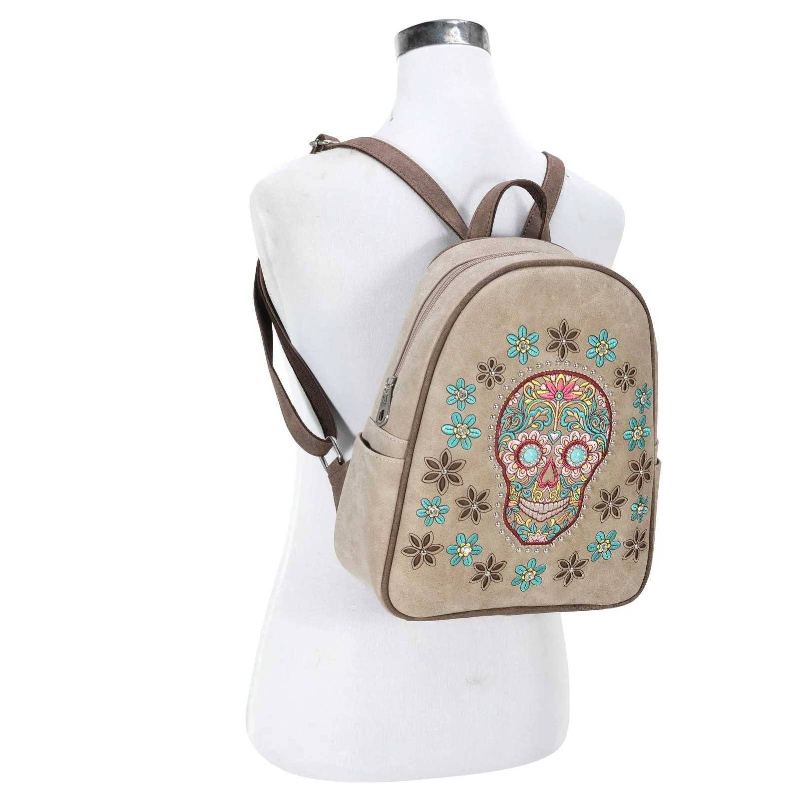 Montana West Embroidered Sugar Skull Collection Backpack