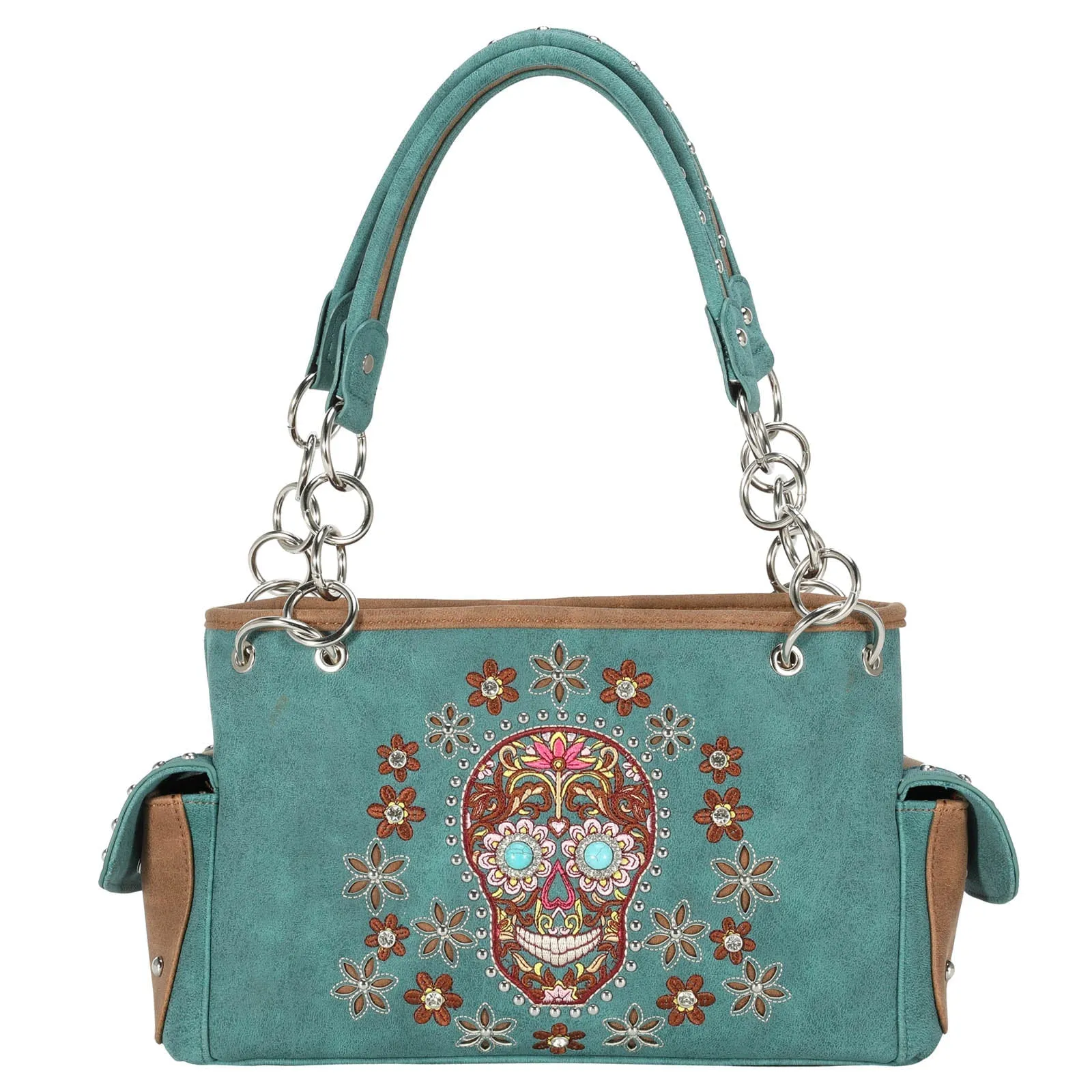 Montana West Embroidered Sugar Skull Concealed Carry Satchel