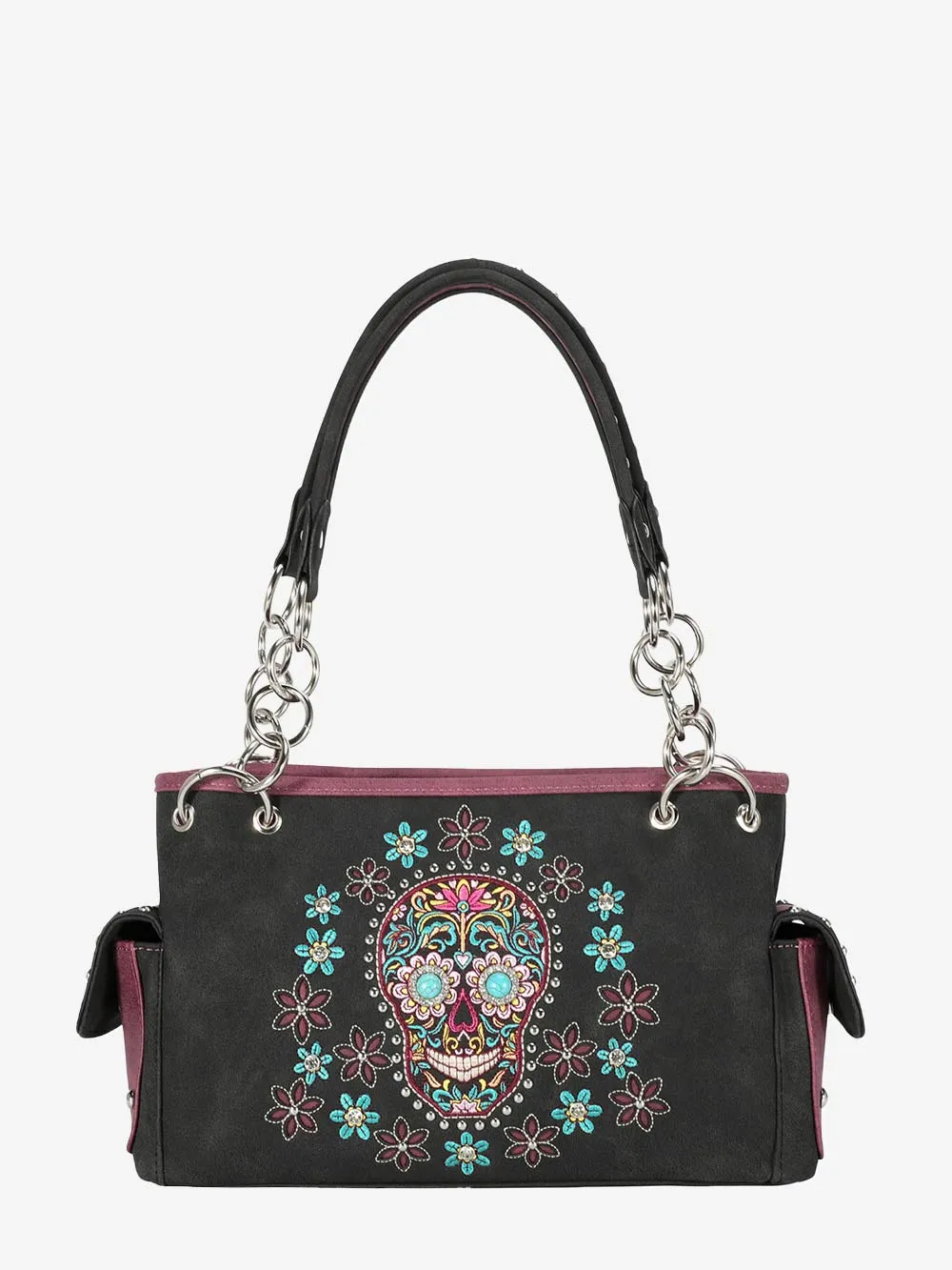 Montana West Embroidered Sugar Skull Concealed Carry Satchel