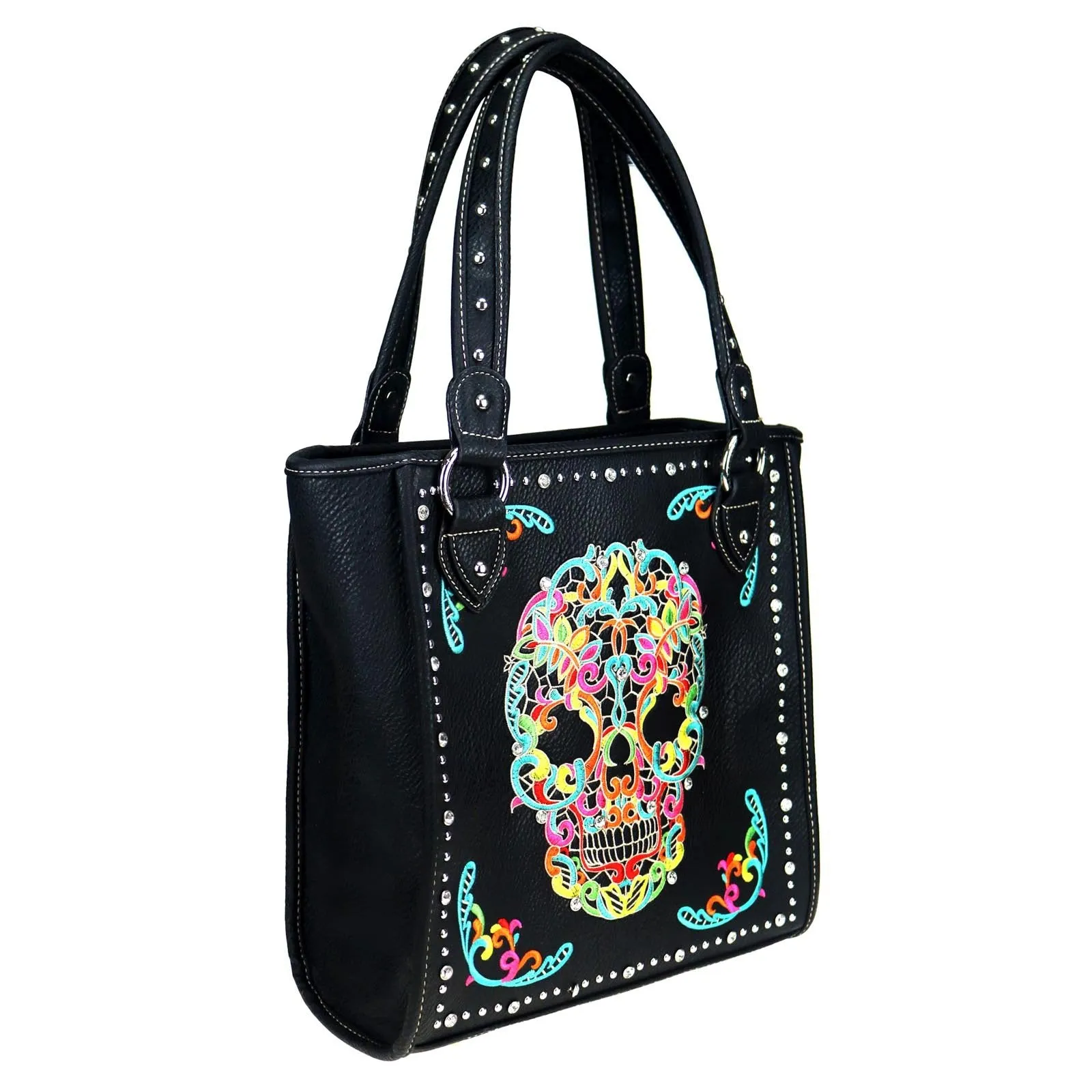 Montana West Embroidered Sugar Skull Concealed Carry Tote