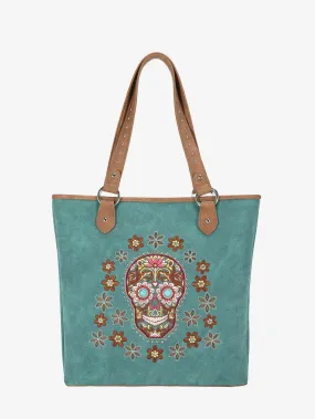 Montana West Embroidered Sugar Skull Concealed Carry Tote