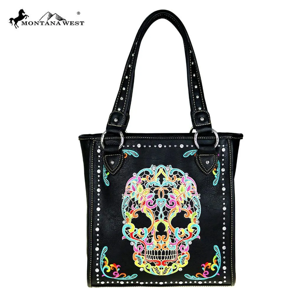 Montana West Embroidered Sugar Skull Concealed Carry Tote