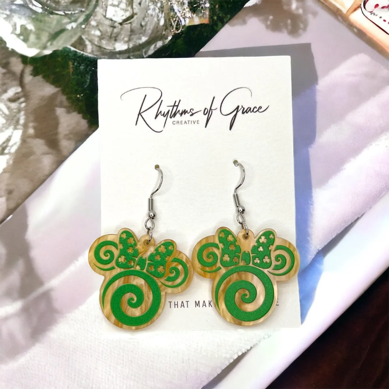 Mouse Ear Earrings - St Patty’s Day Earrings, Green Mouse Ears, Saint Patrick's Day, Green Accessories, Lucky Earrings, St. Patrick's Day