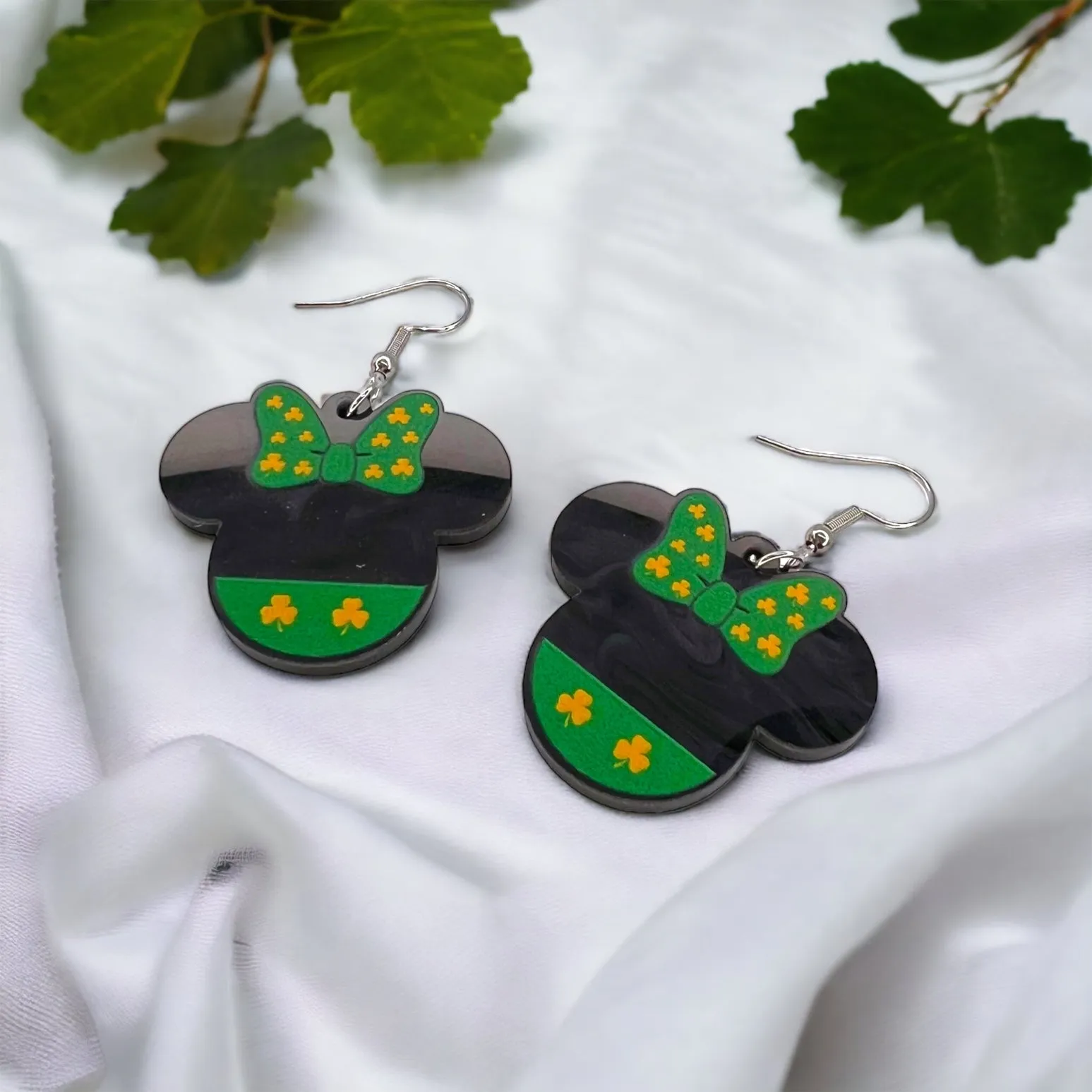 Mouse Ear Earrings - St Patty’s Day Earrings, Green Mouse Ears, Saint Patrick's Day, Green Accessories, Lucky Earrings, St. Patrick's Day