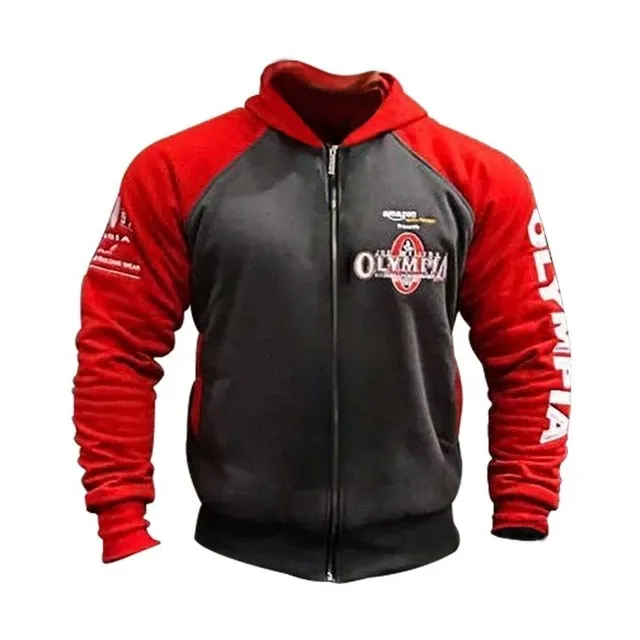 OLYMPIA Men Gyms Hoodies Gyms Fitness Bodybuilding Sweatshirt Crossfit Pullover Sportswear Male Workout Hooded Jacket Clothing