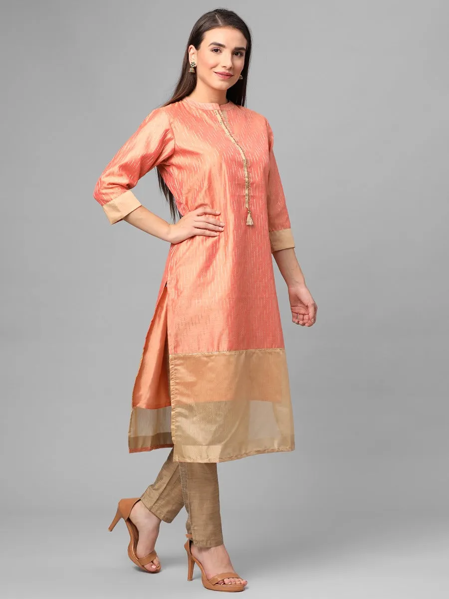 Peach Ornamental Print Kurta