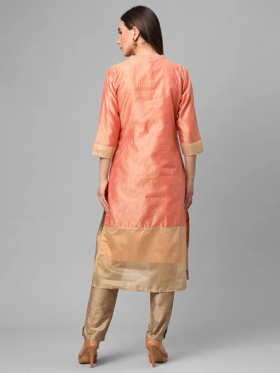 Peach Ornamental Print Kurta