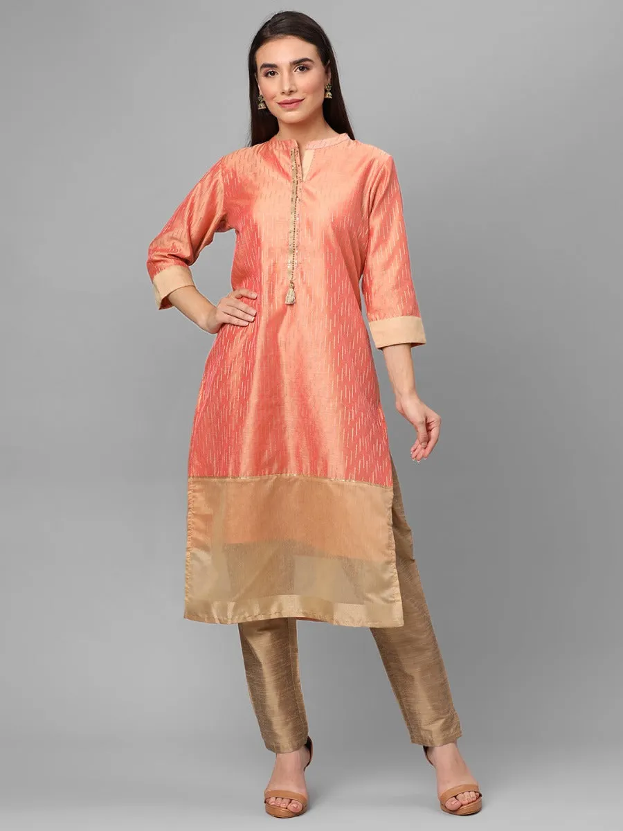 Peach Ornamental Print Kurta