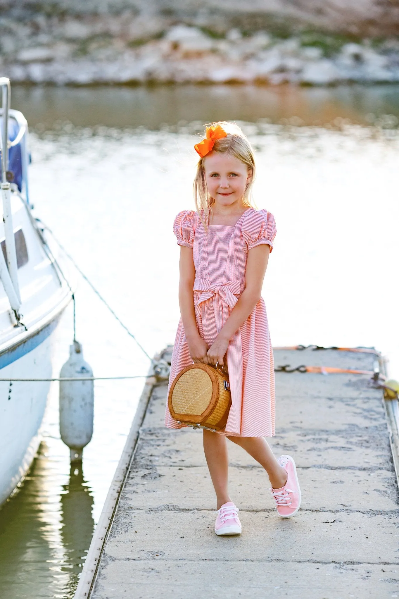 Picnic Dress in Pink Seersucker