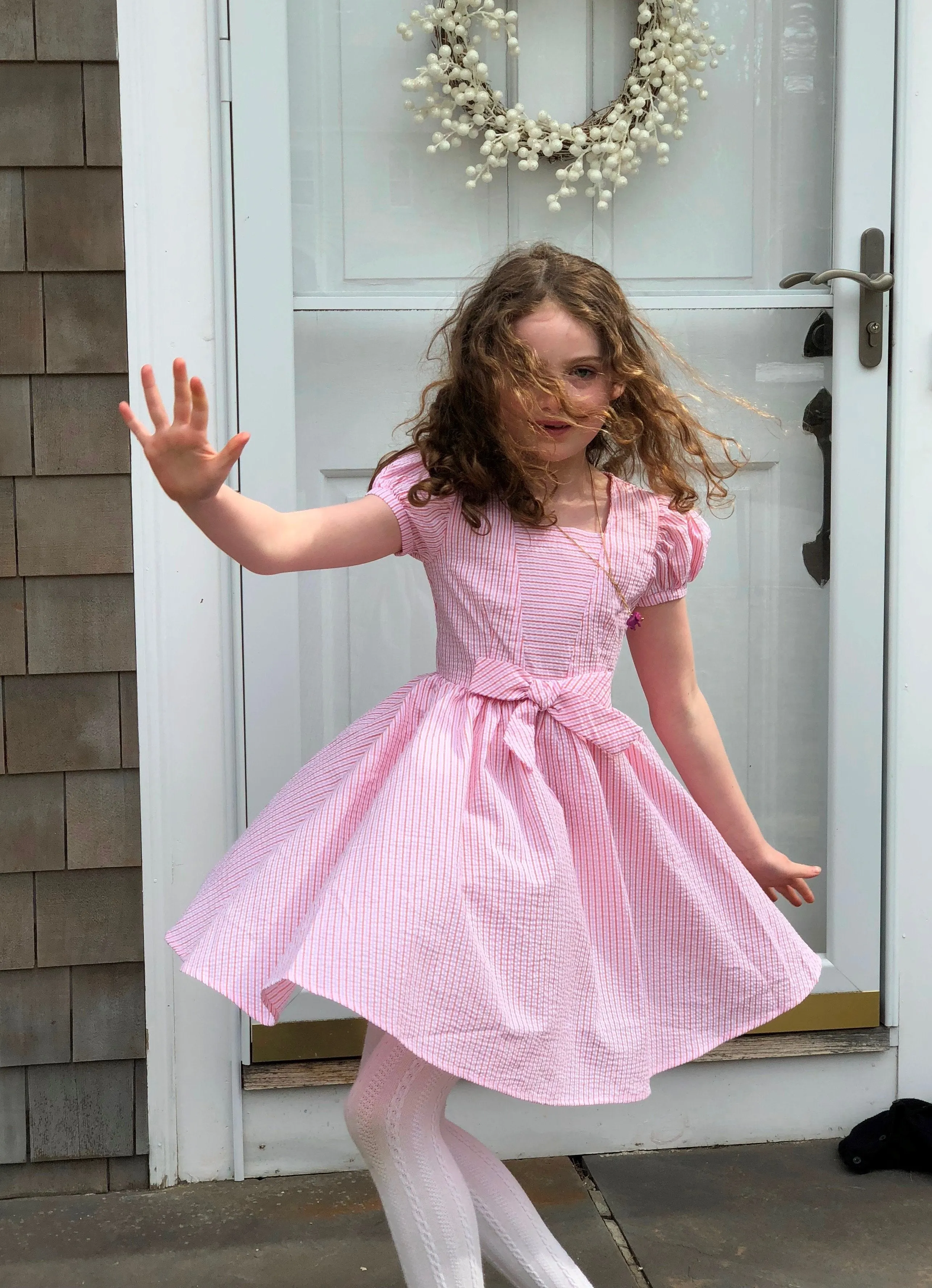 Picnic Dress in Pink Seersucker