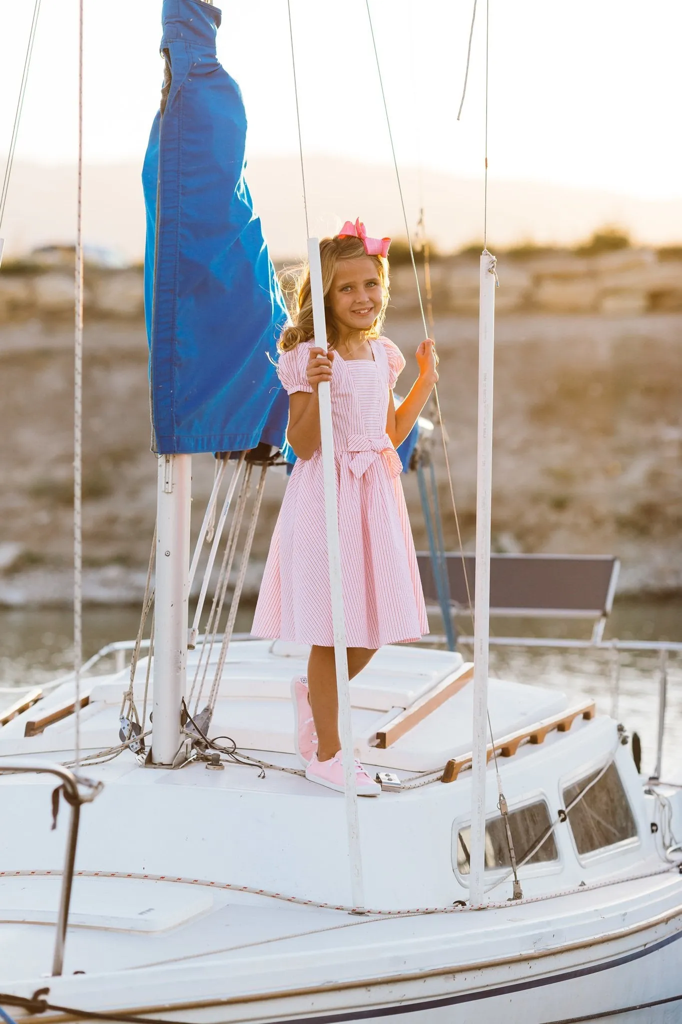 Picnic Dress in Pink Seersucker