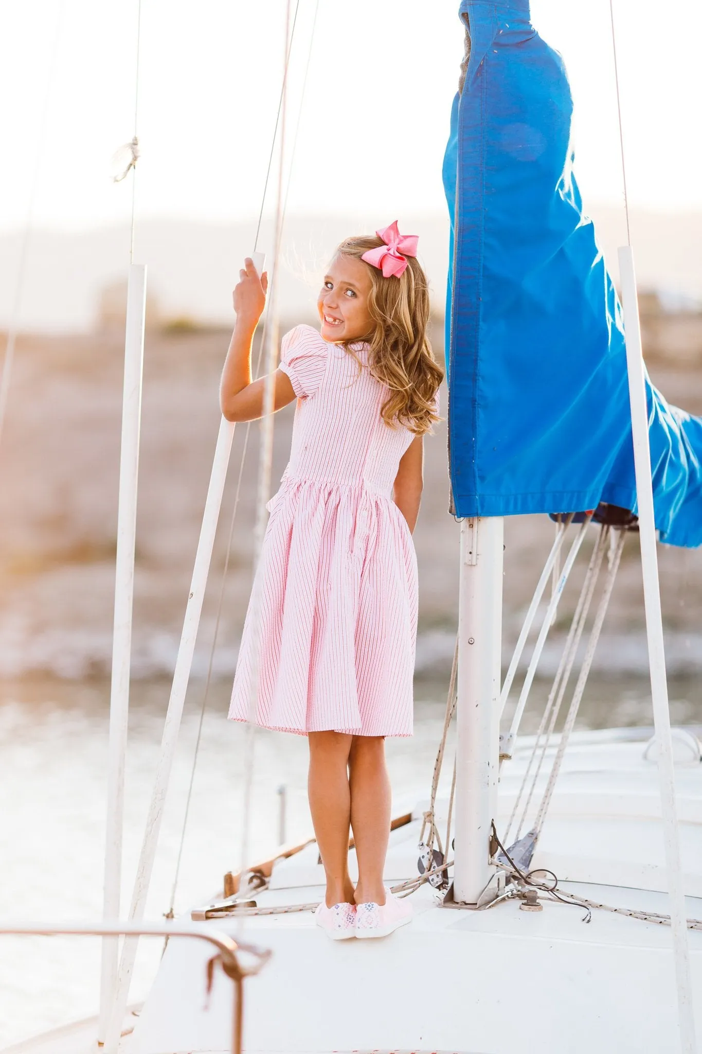 Picnic Dress in Pink Seersucker