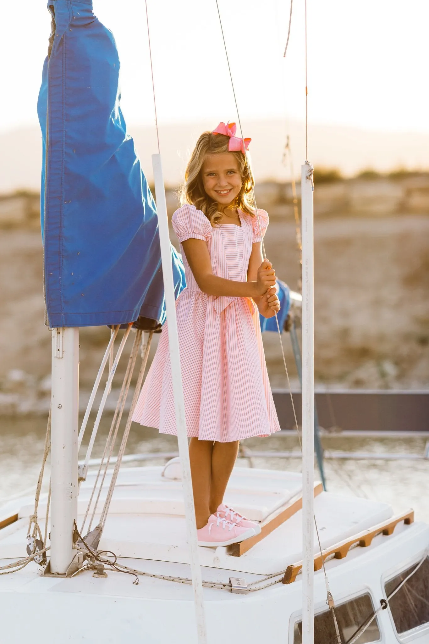 Picnic Dress in Pink Seersucker