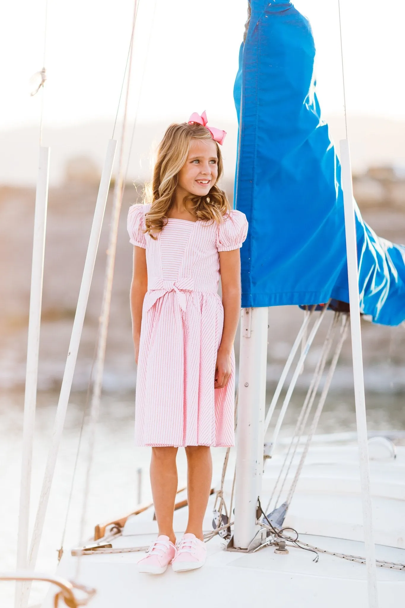 Picnic Dress in Pink Seersucker