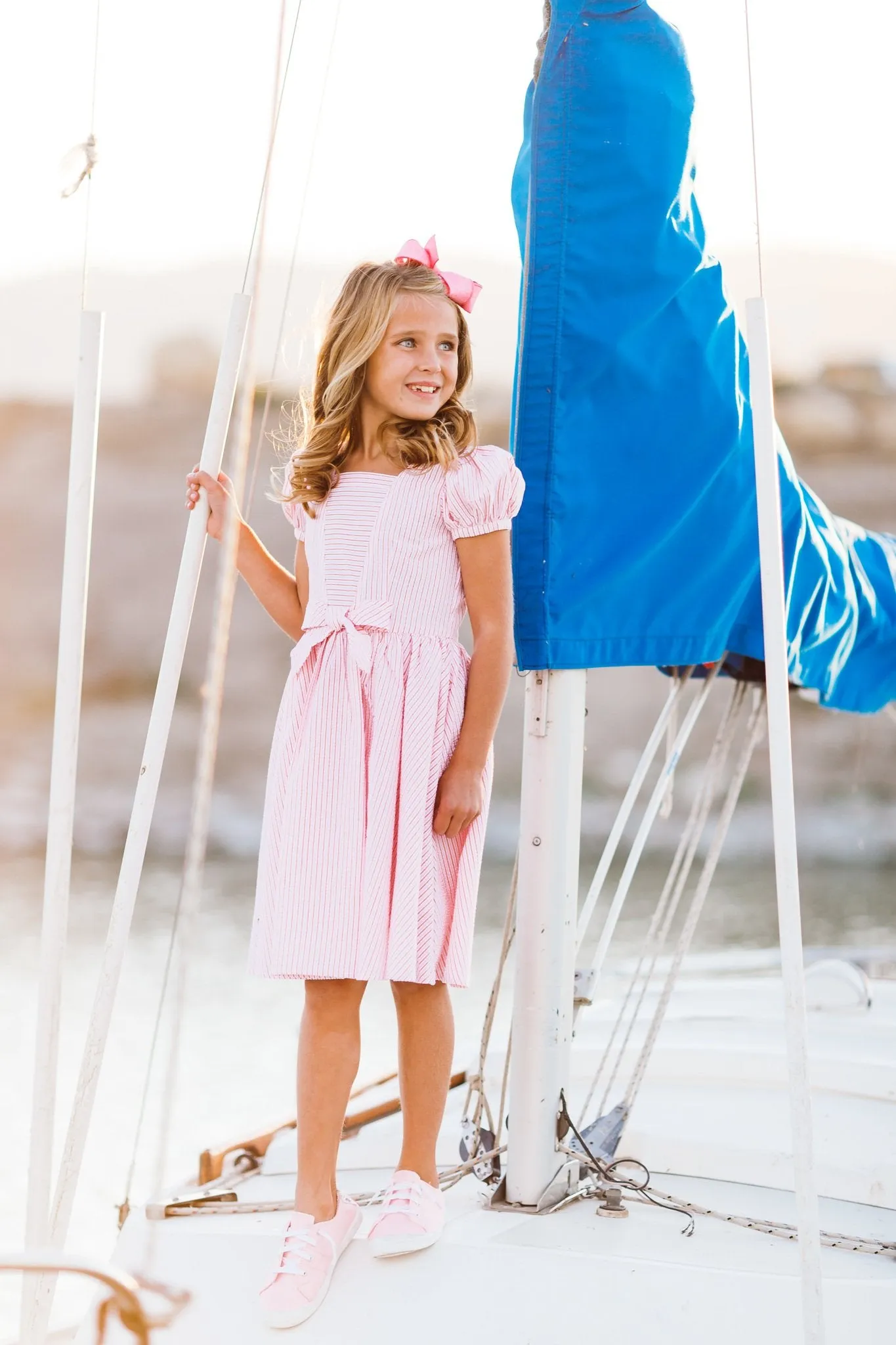 Picnic Dress in Pink Seersucker