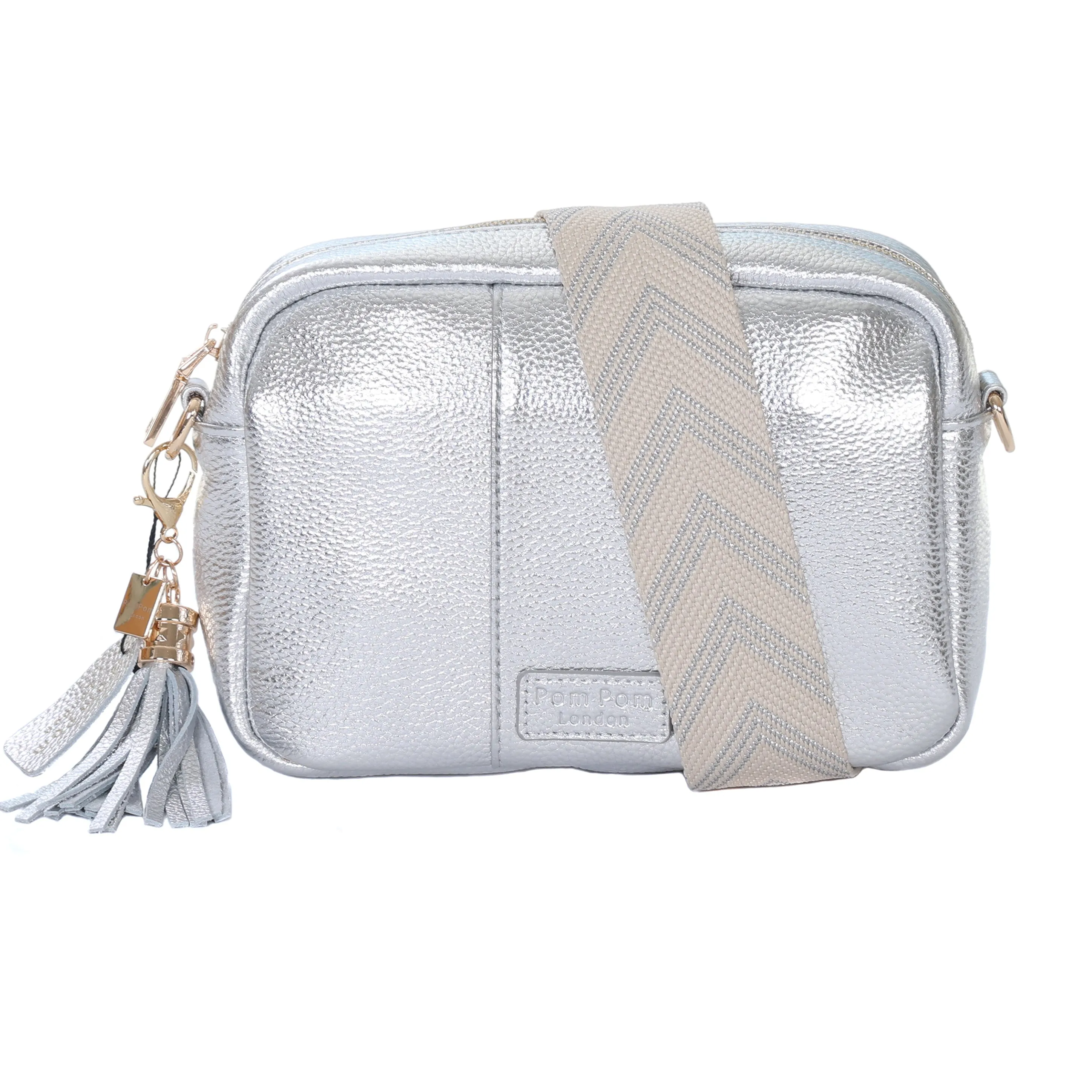 Pom Pom London City Bag Metallic Silver