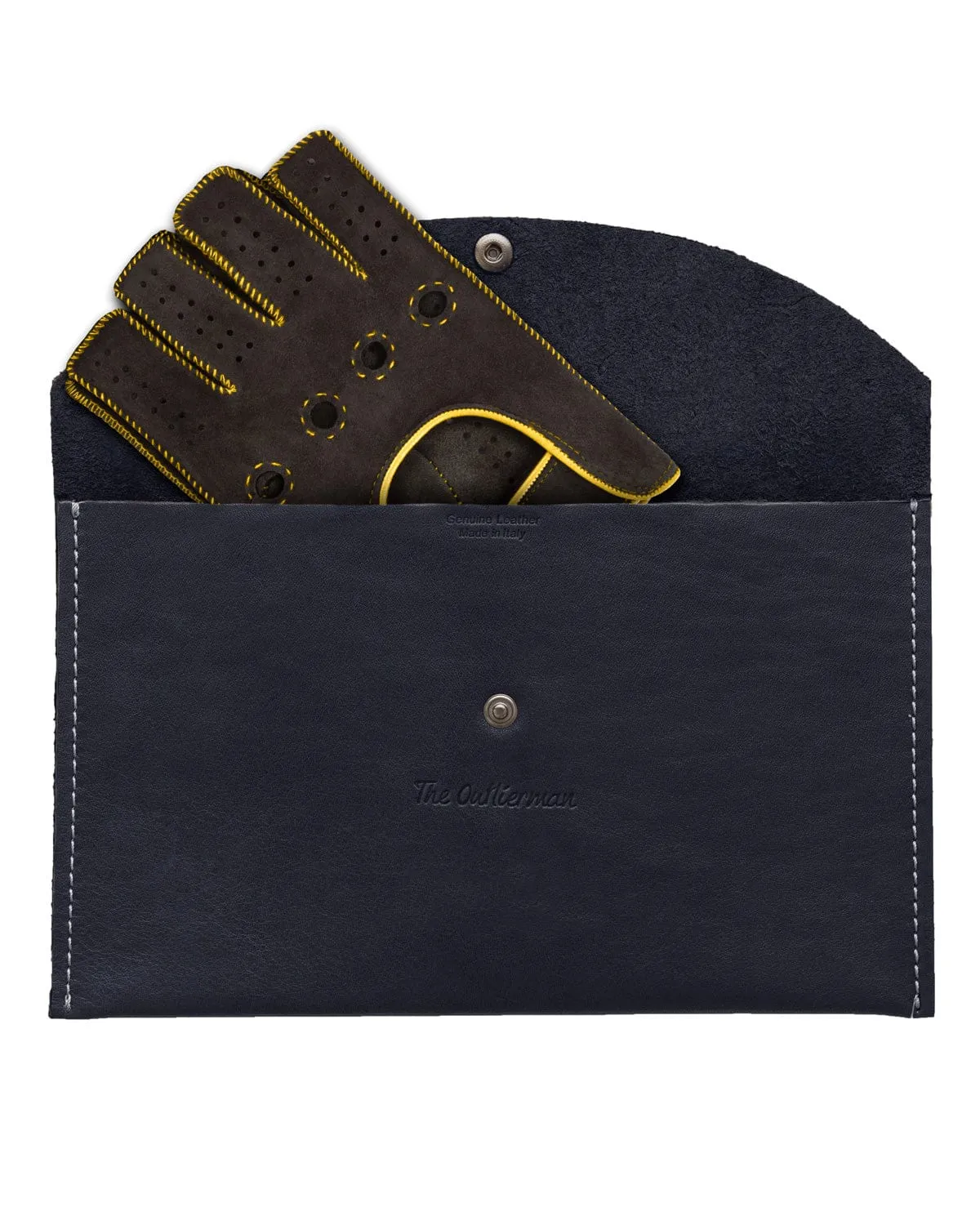 POWERSLIDE - Fingerless Suede Driving Gloves - Dark Grey/Yellow