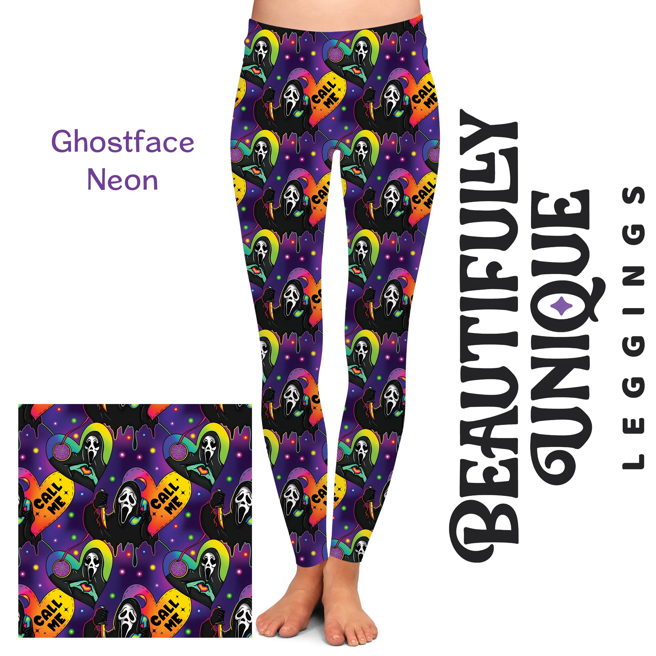 Pre-Order: Ghostface Neon (Semi-Exclusive) - High-quality Handcrafted Vibrant Leggings