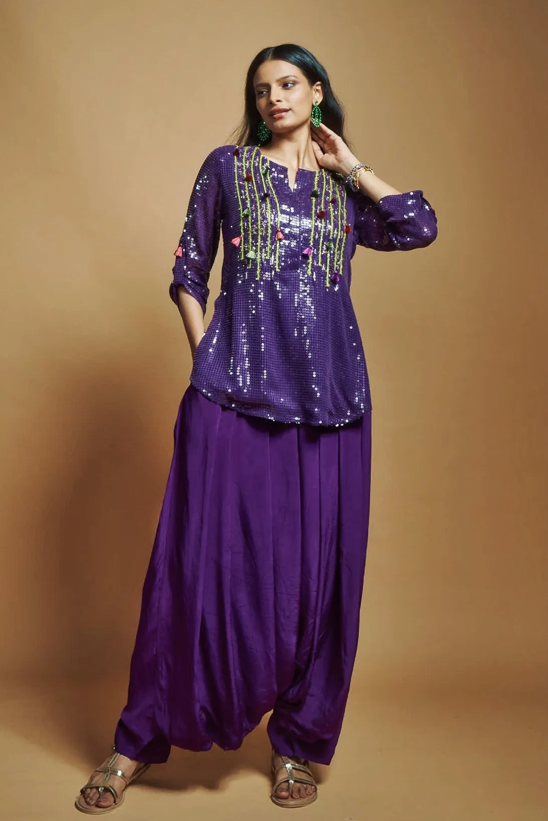 PURPLE SEQUIN MICRO TUNIC